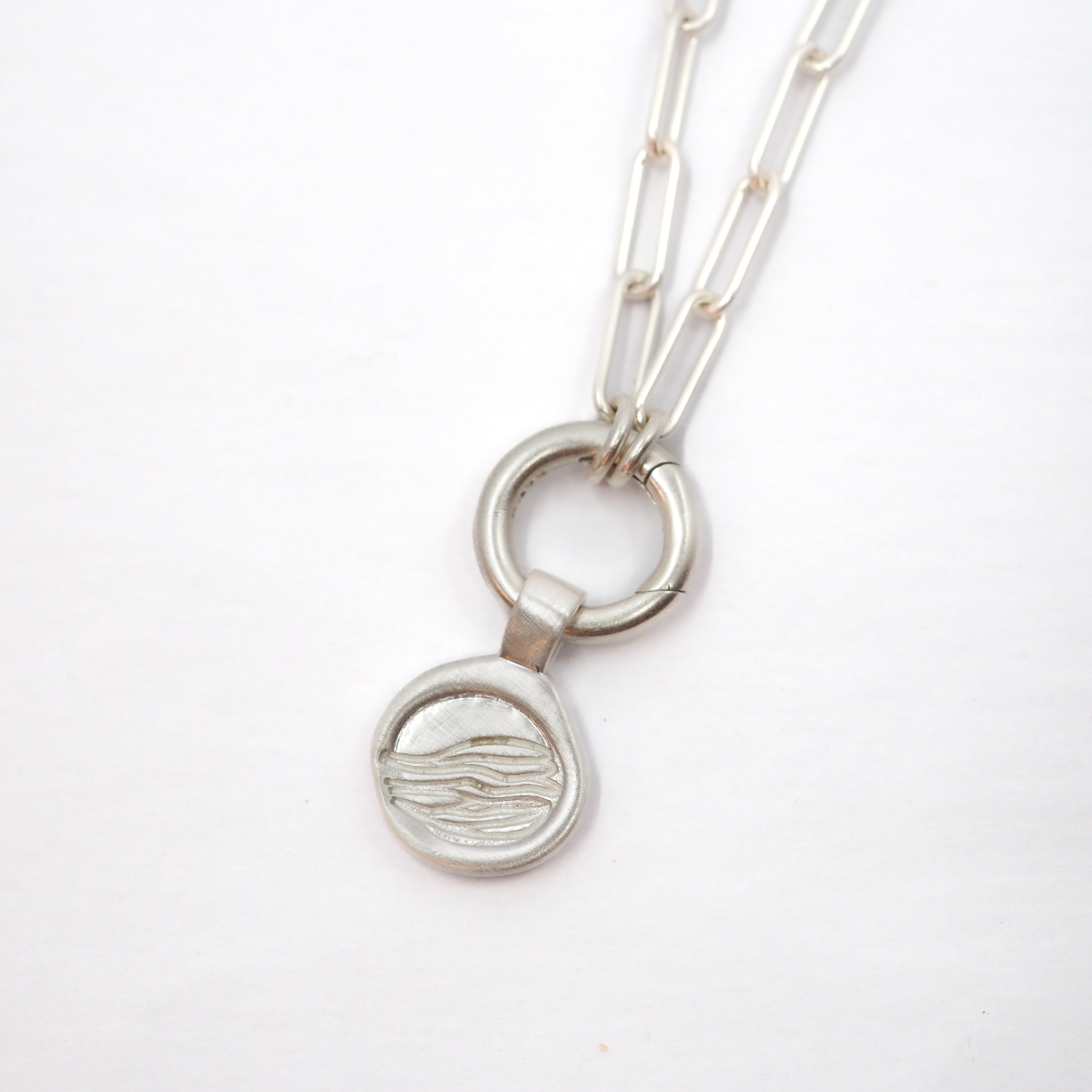Wave Love Charm Pendant Necklace - Sterling Silver