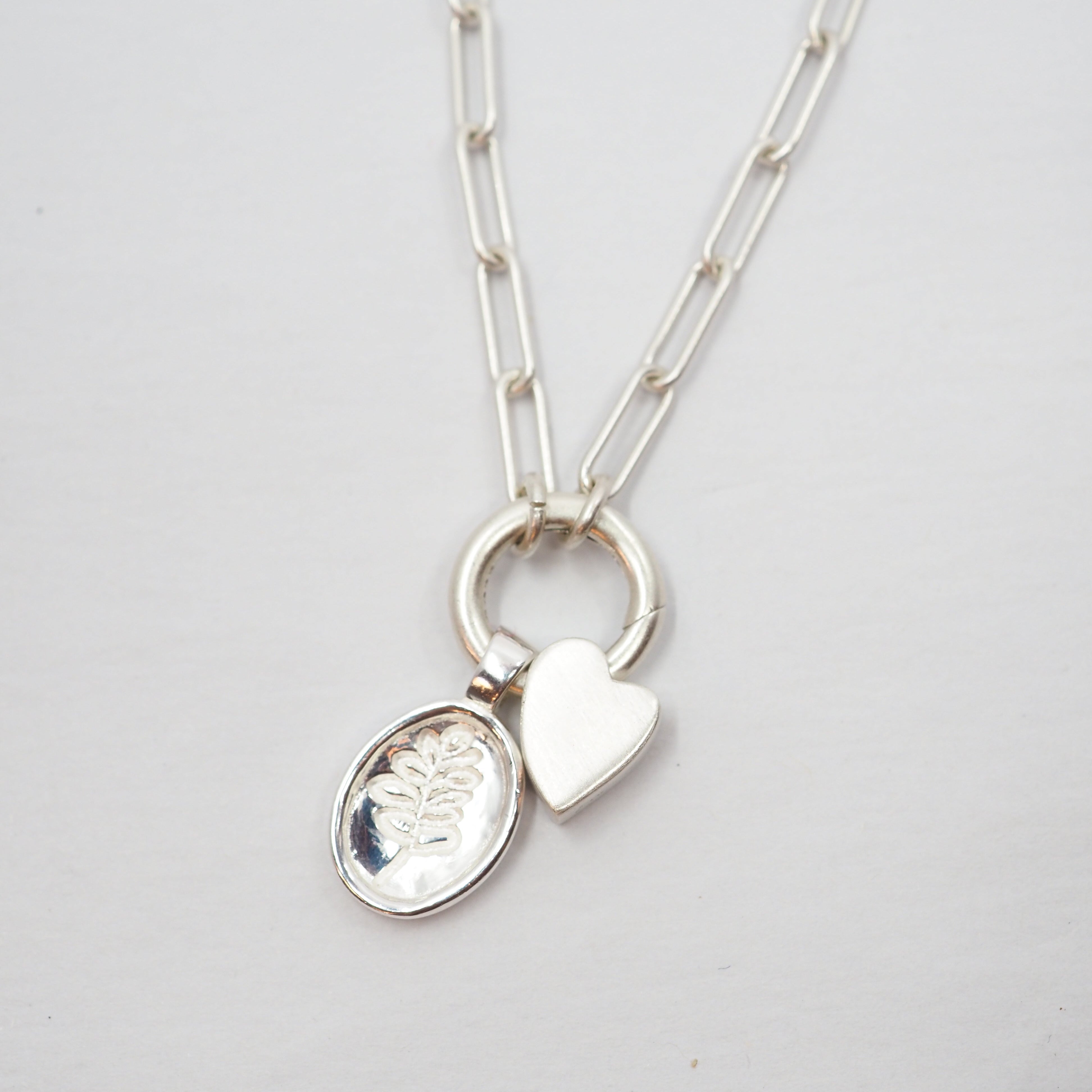 Heart Charm Pendant Necklace - Sterling Silver