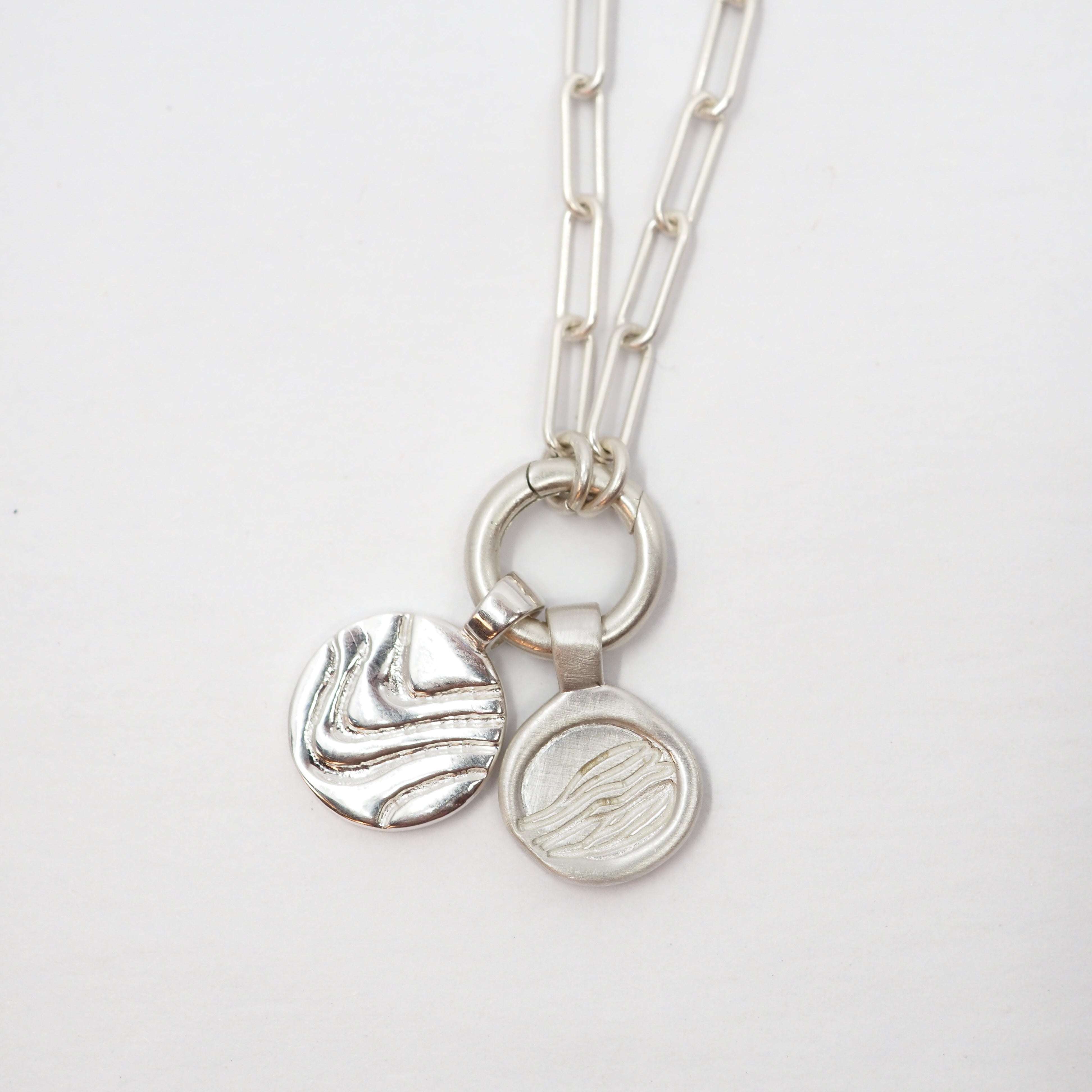 Wave Love Charm Pendant Necklace - Sterling Silver