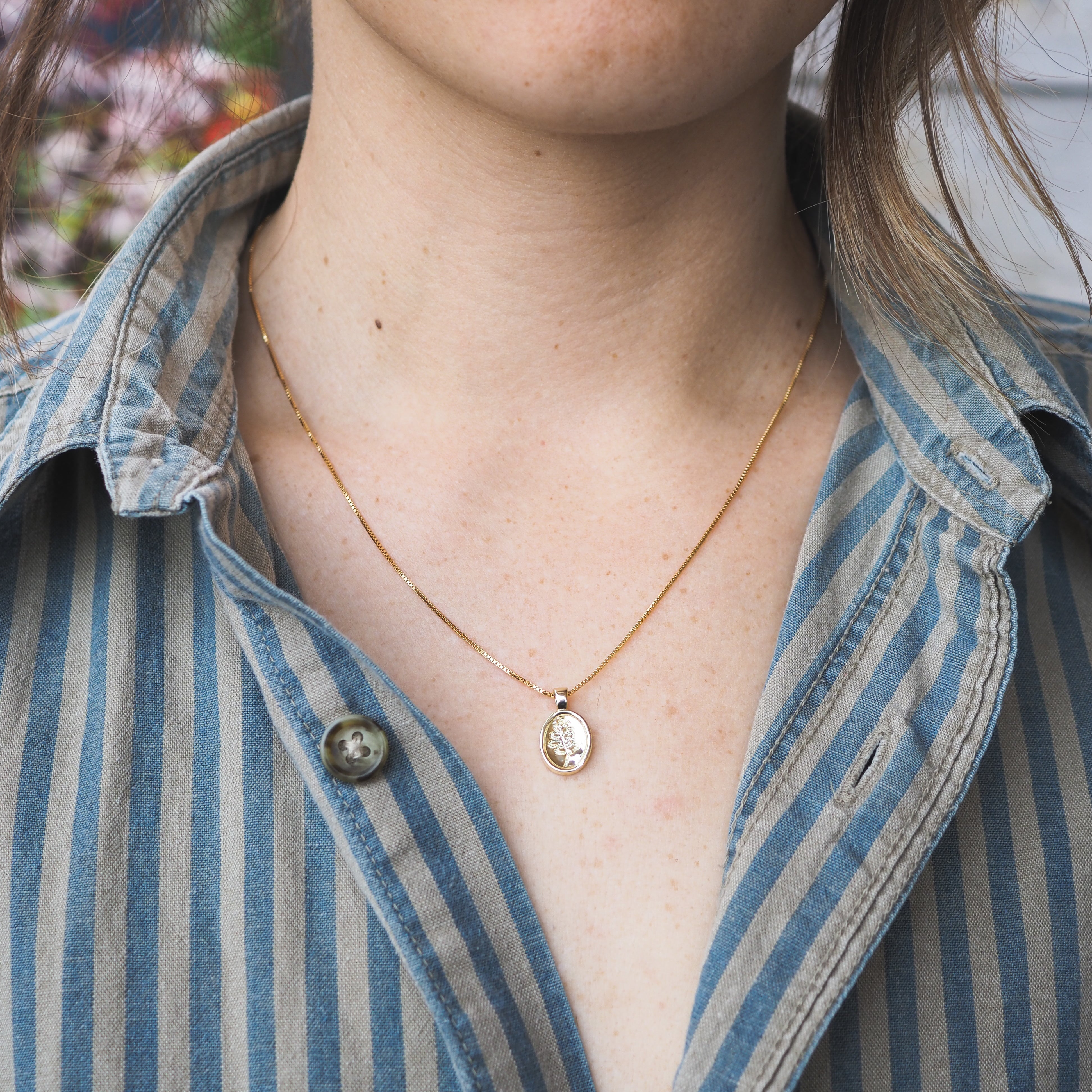Lupine Charm Pendant Necklace - Gold Plated