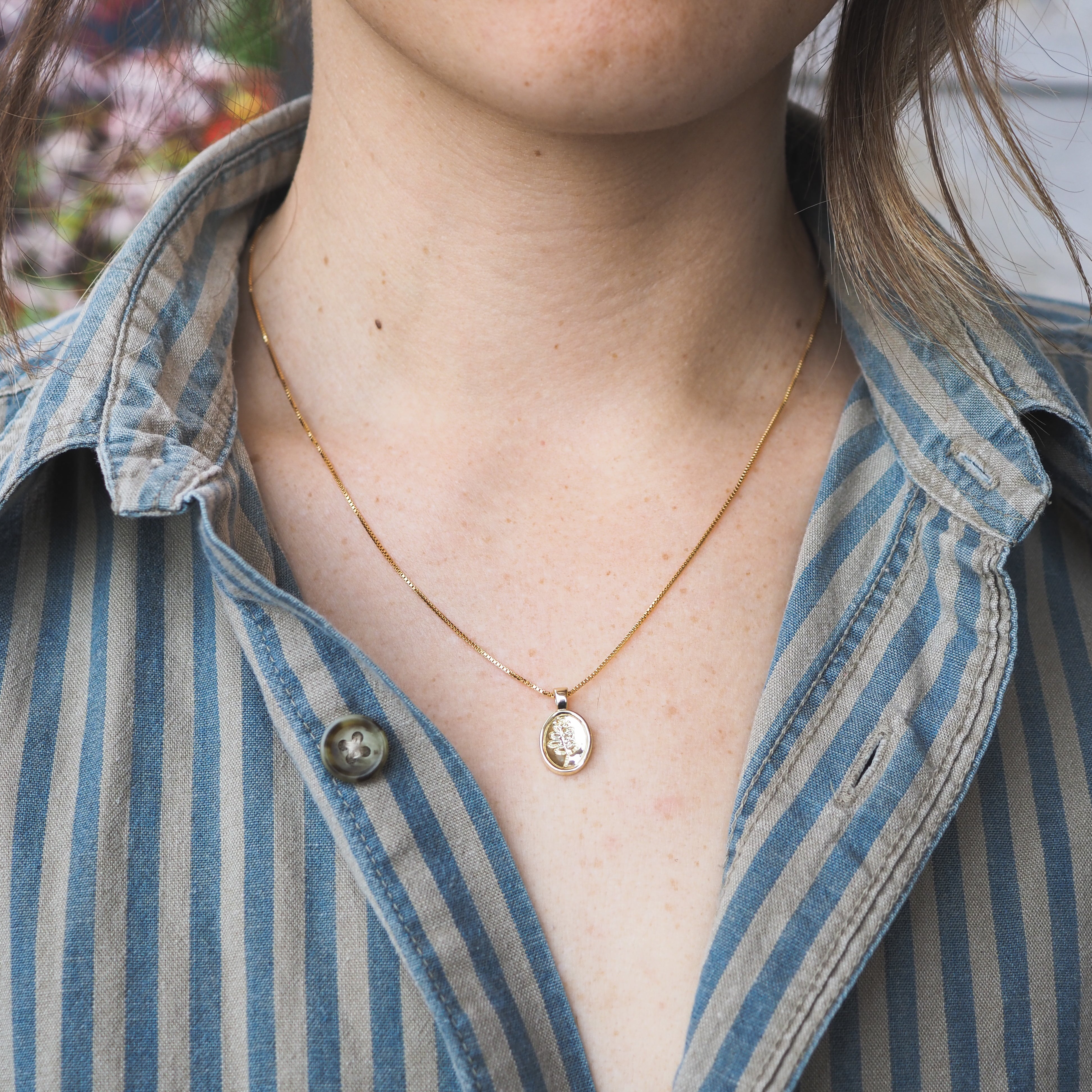 Lupine Charm Necklace - Gold Plated