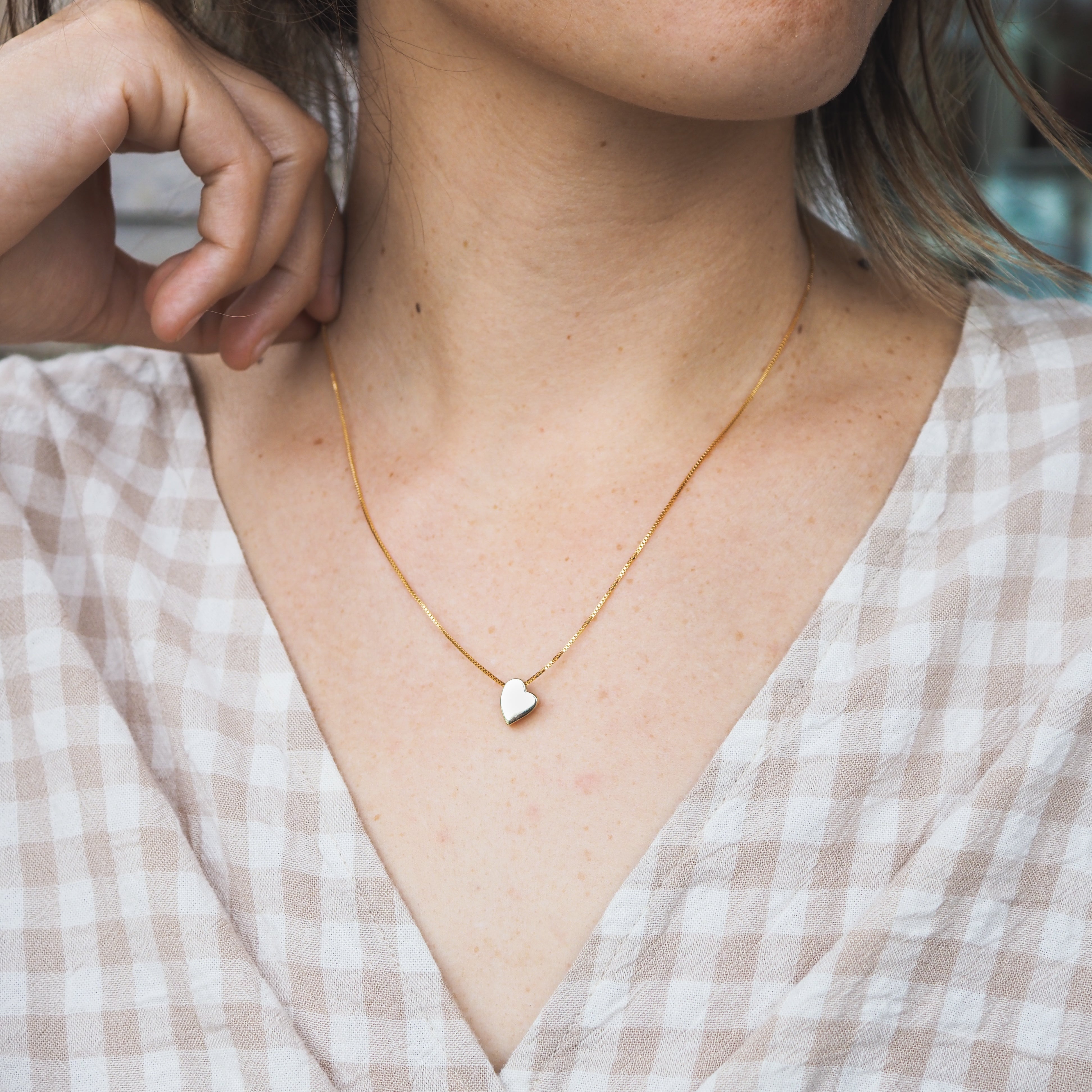 Heart Charm Pendant Necklace - Gold Plated