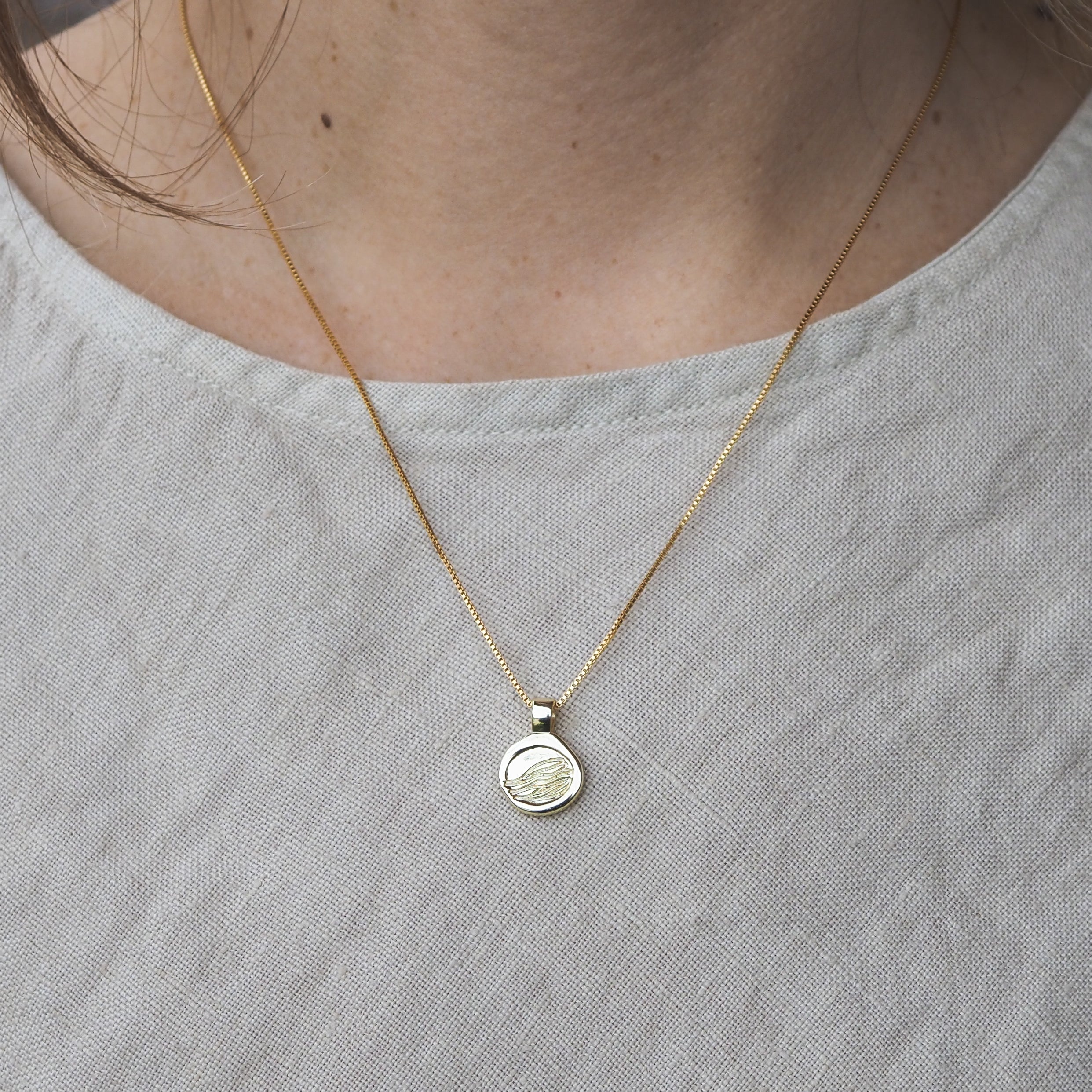 Wave Love Charm Necklace - Gold Plated