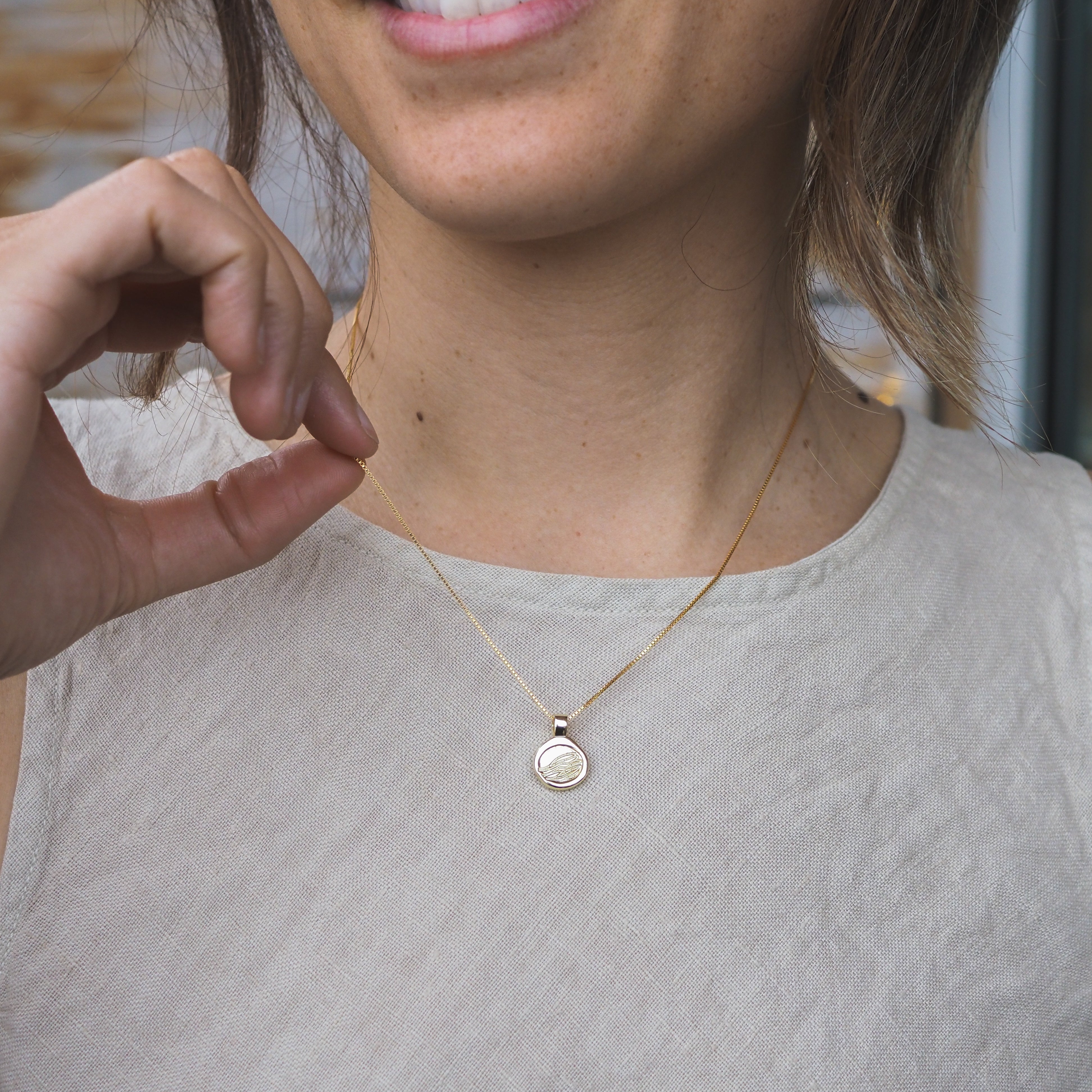 Wave Love Charm Pendant Necklace - Gold Plated
