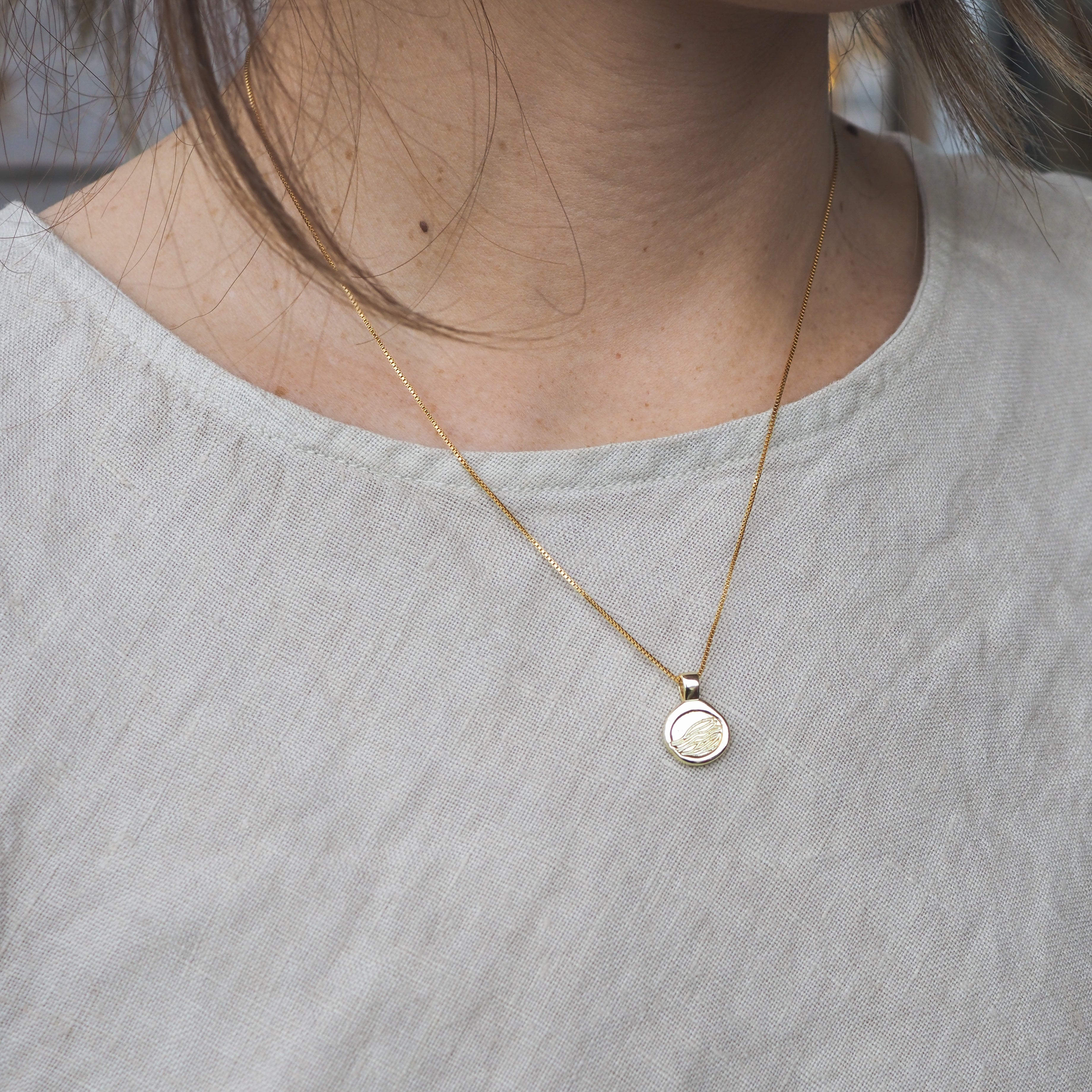 Wave Love Charm Necklace - Gold Plated