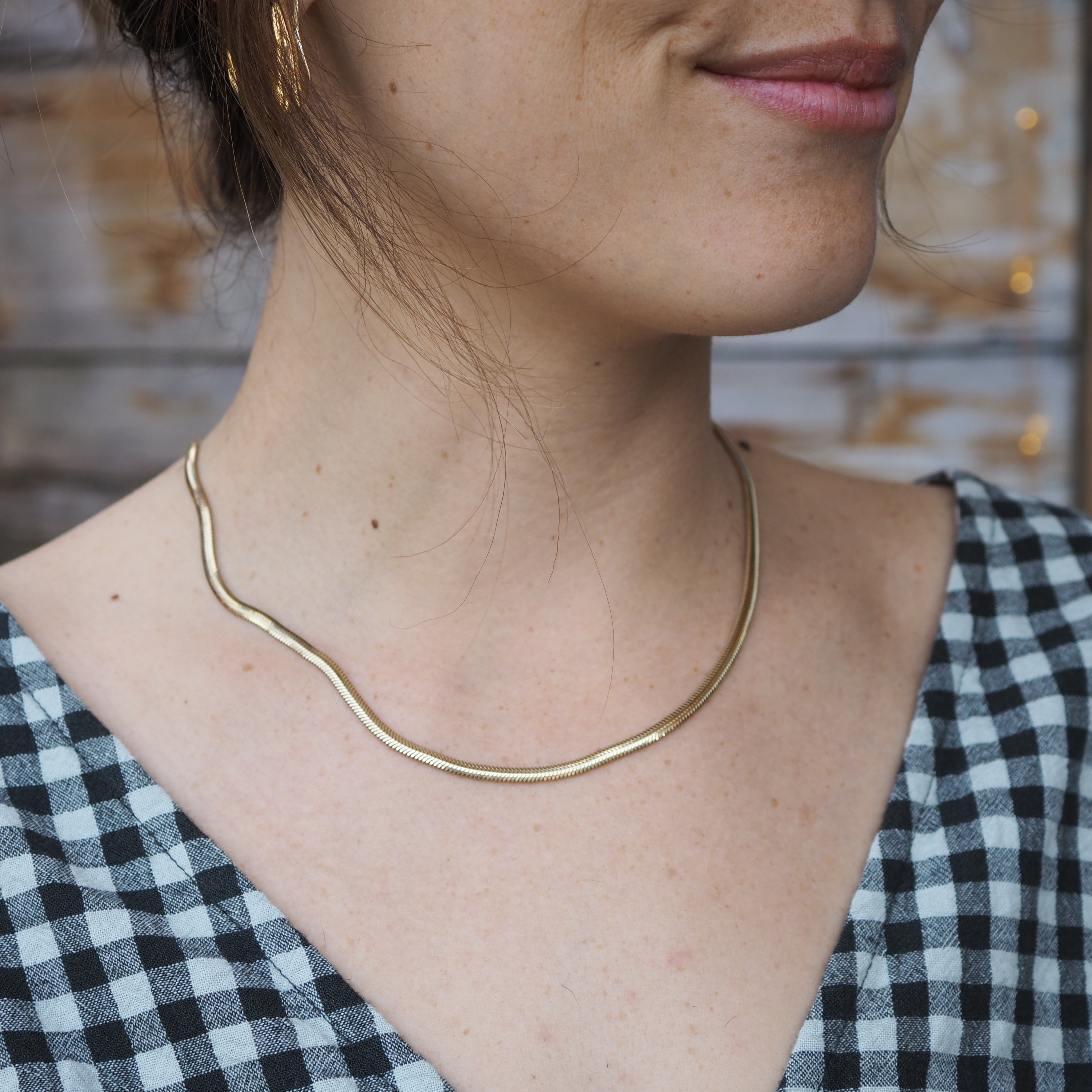 Serpentine Necklace - 10k Gold