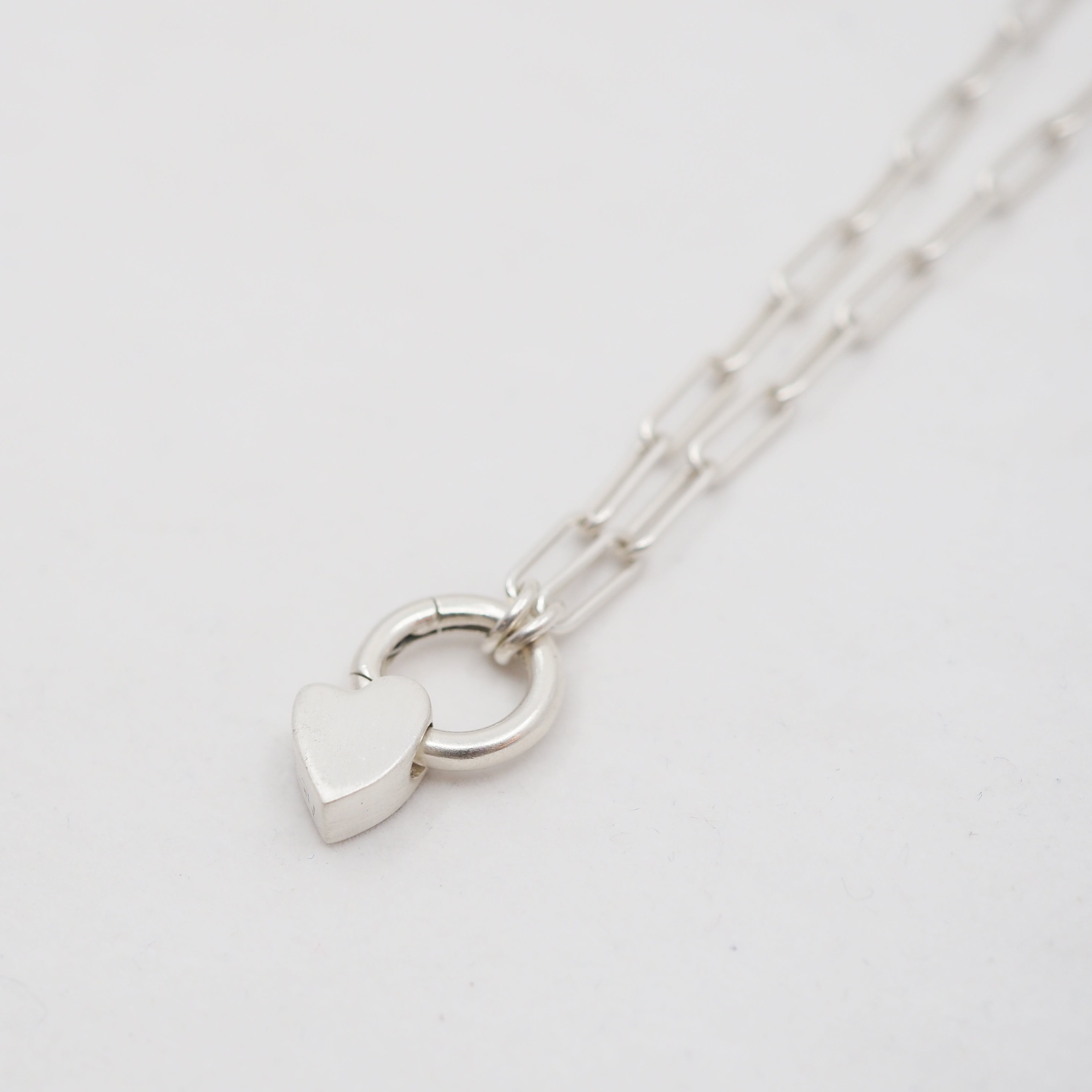 Heart Charm Pendant Necklace - Sterling Silver