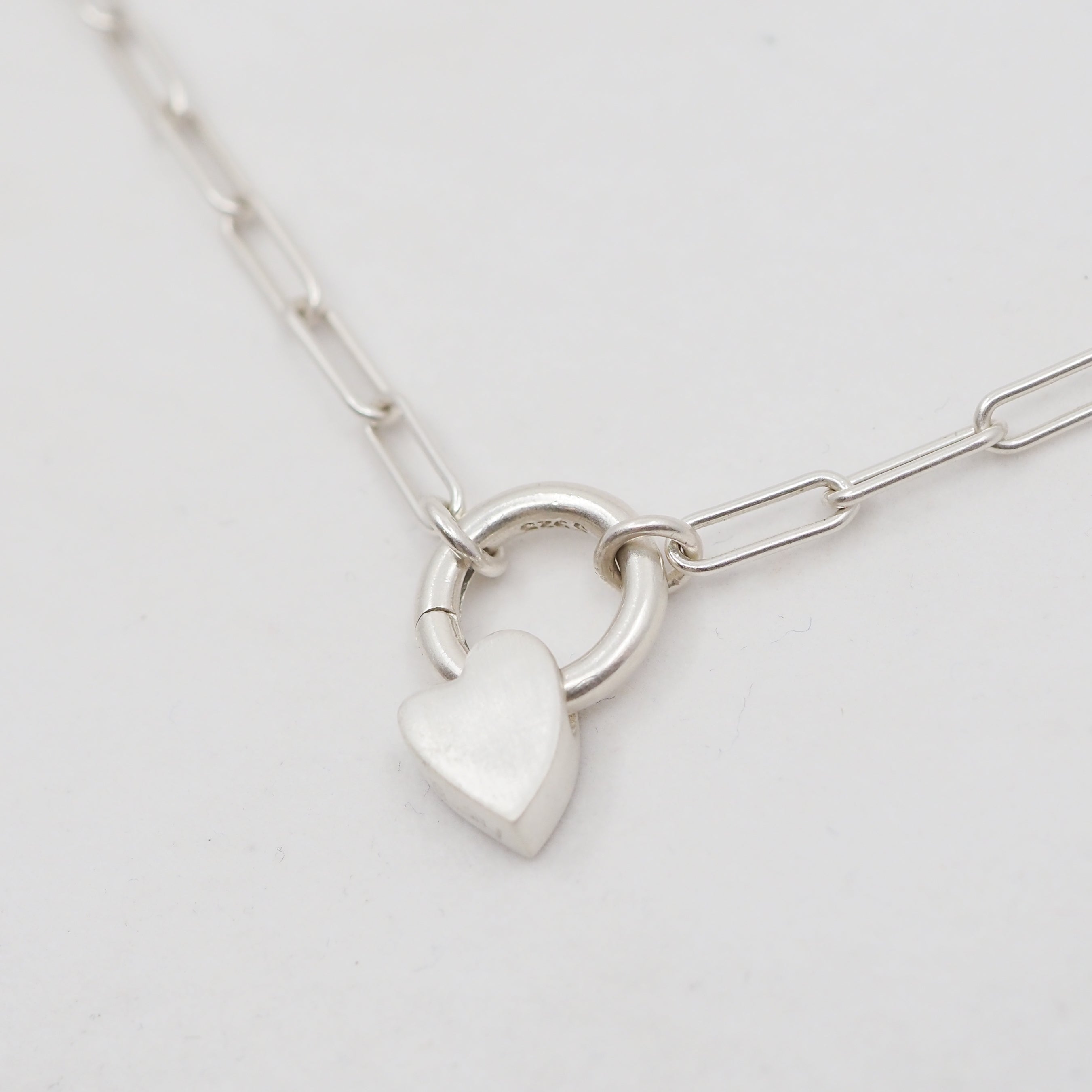 Heart Charm Pendant Necklace - Sterling Silver