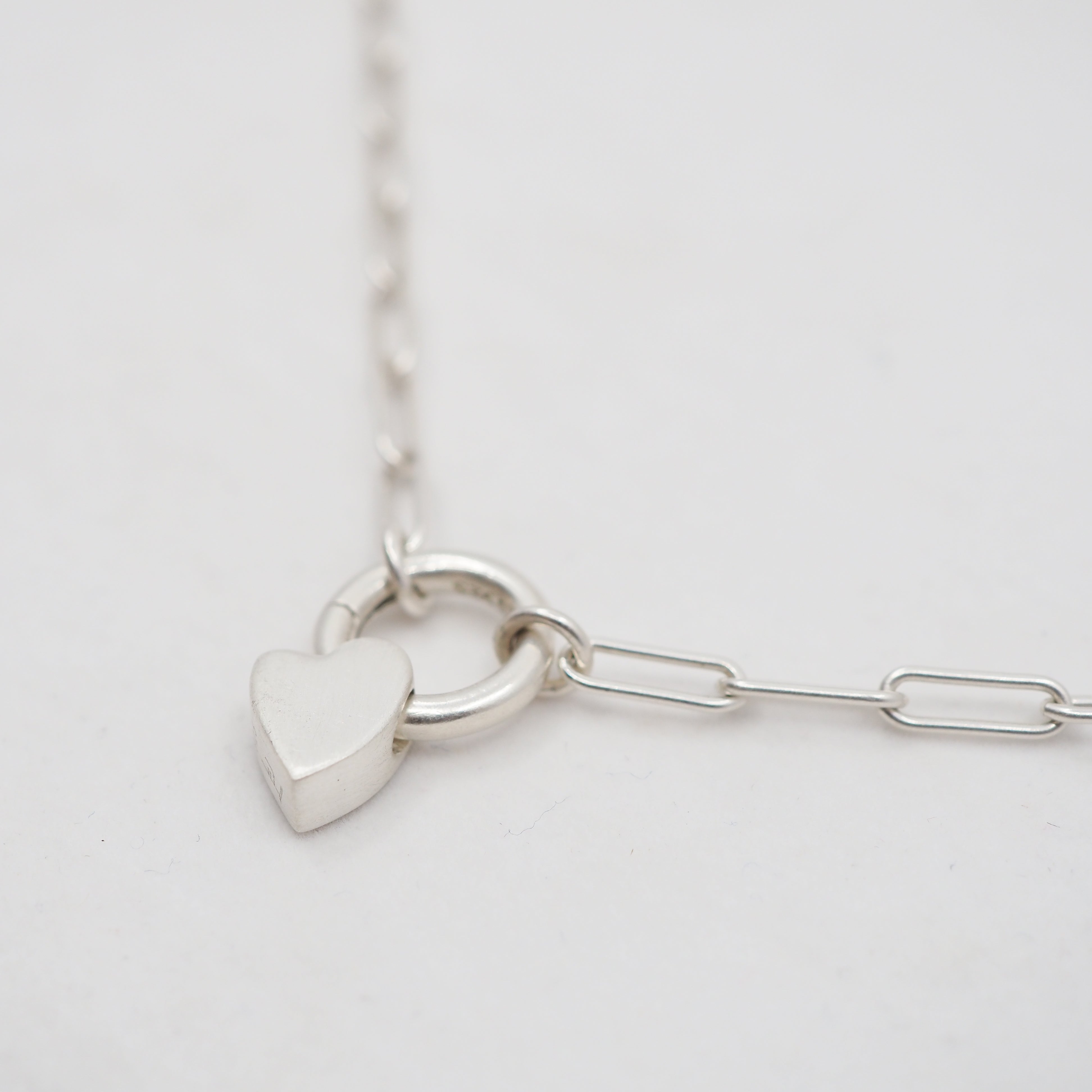 Heart Charm Pendant Necklace - Sterling Silver