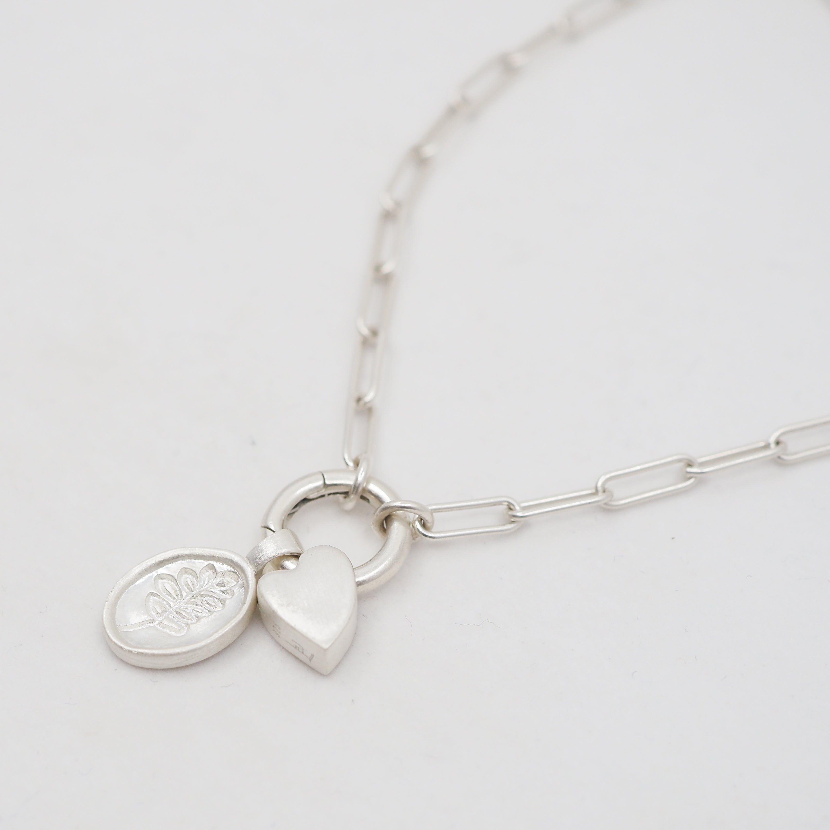 Heart Charm Pendant Necklace - Sterling Silver
