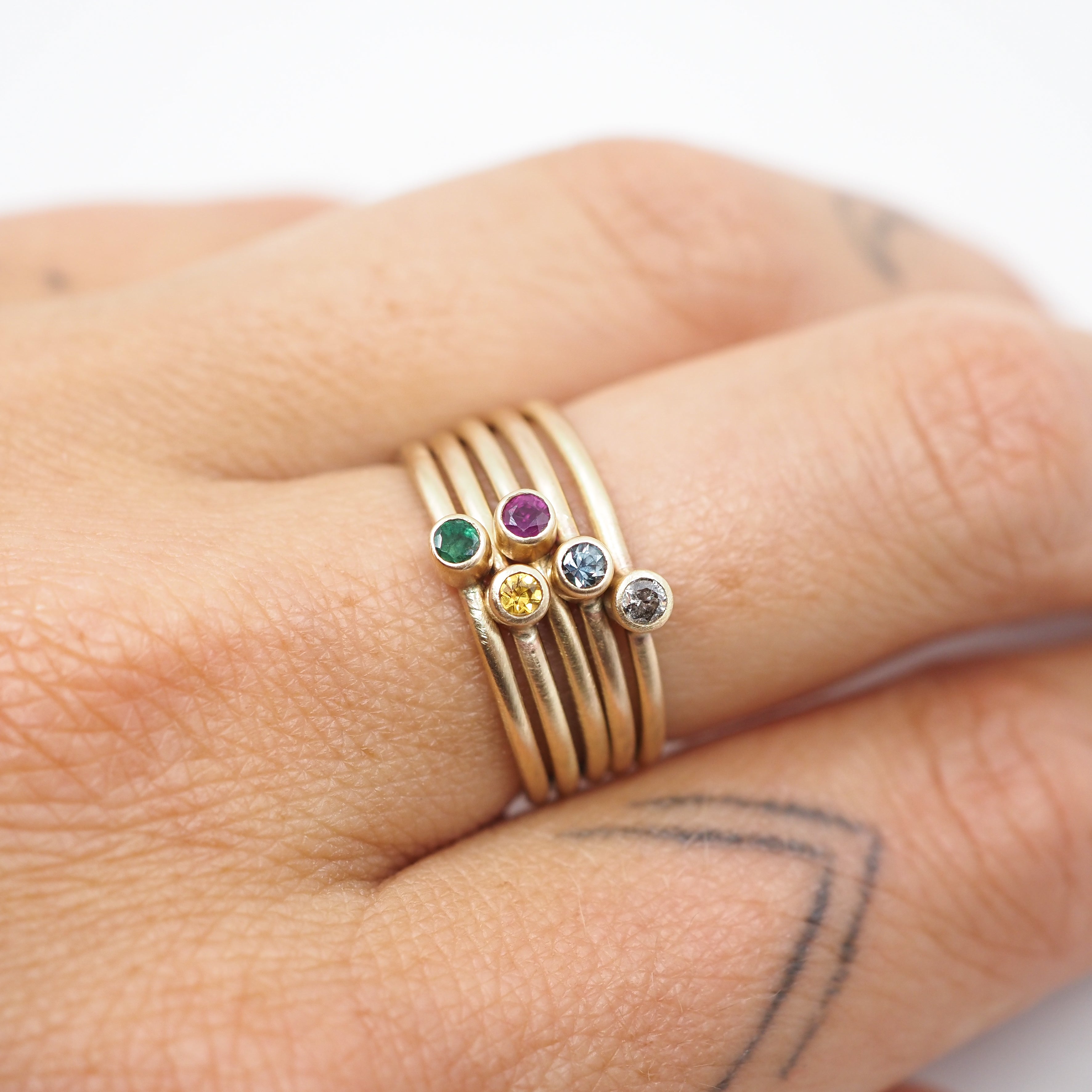 Mini Gemstone Rings - 10k Gold