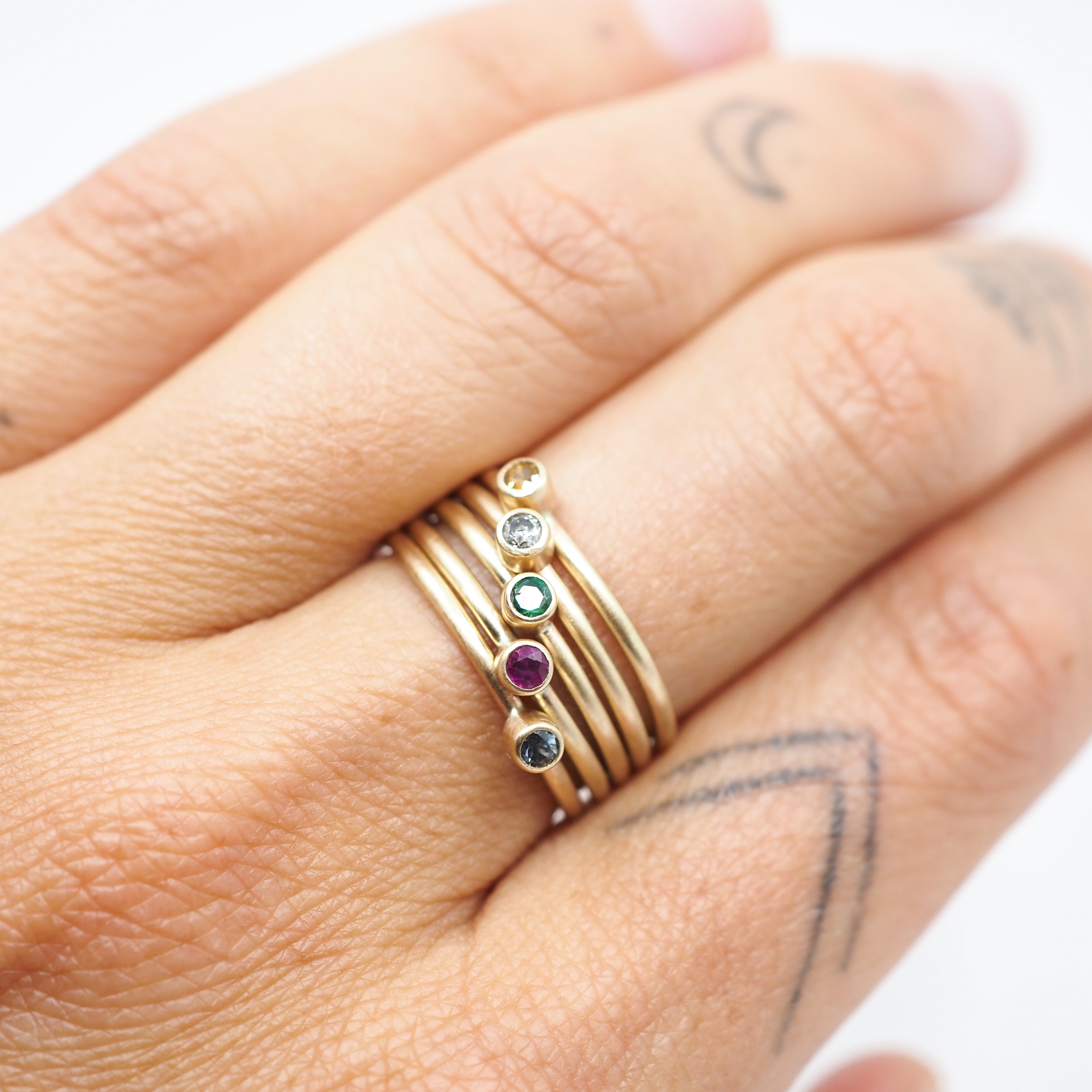 Mini Gemstone Rings - 10k Gold