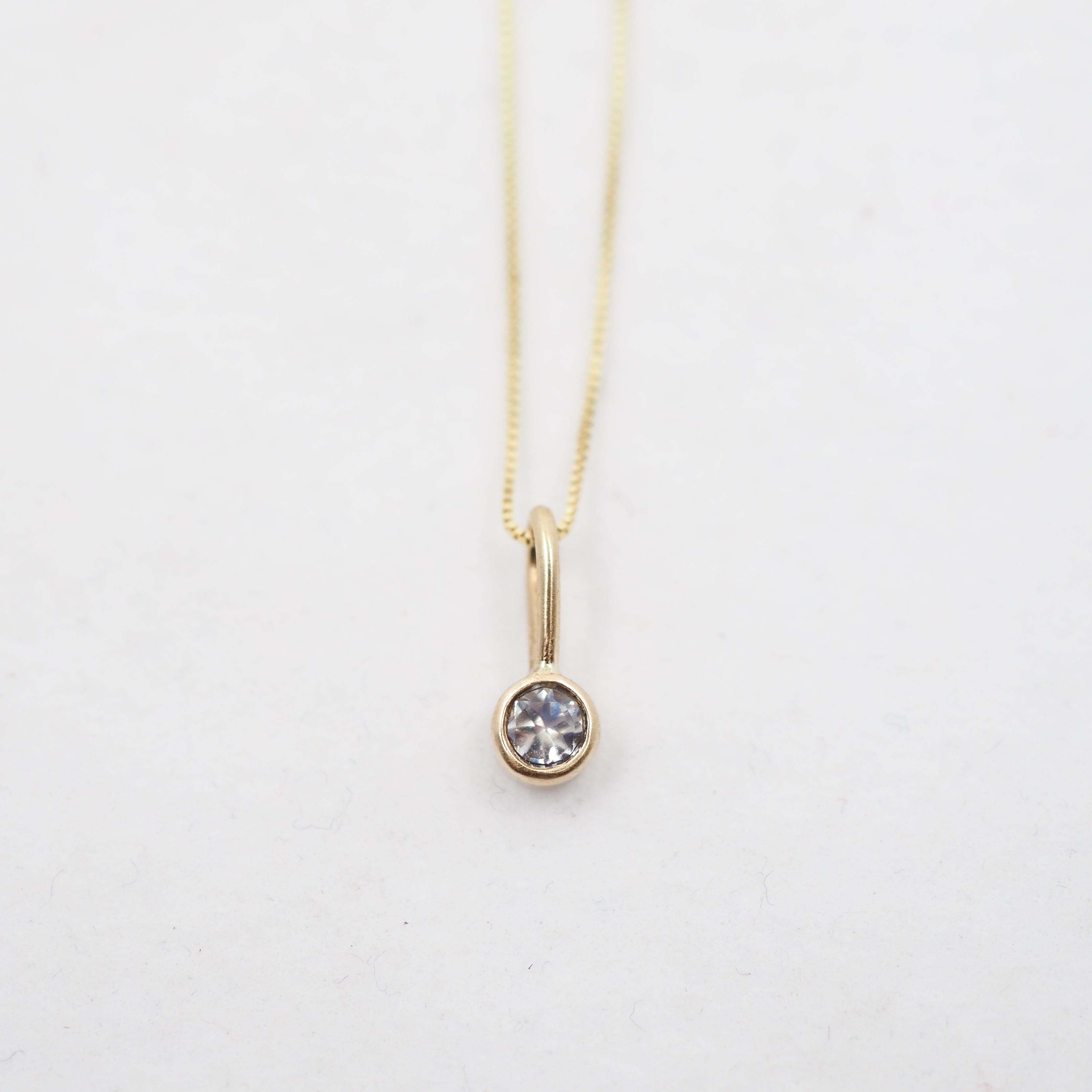 10k Gold Round Bezel Pendant - Moonstone