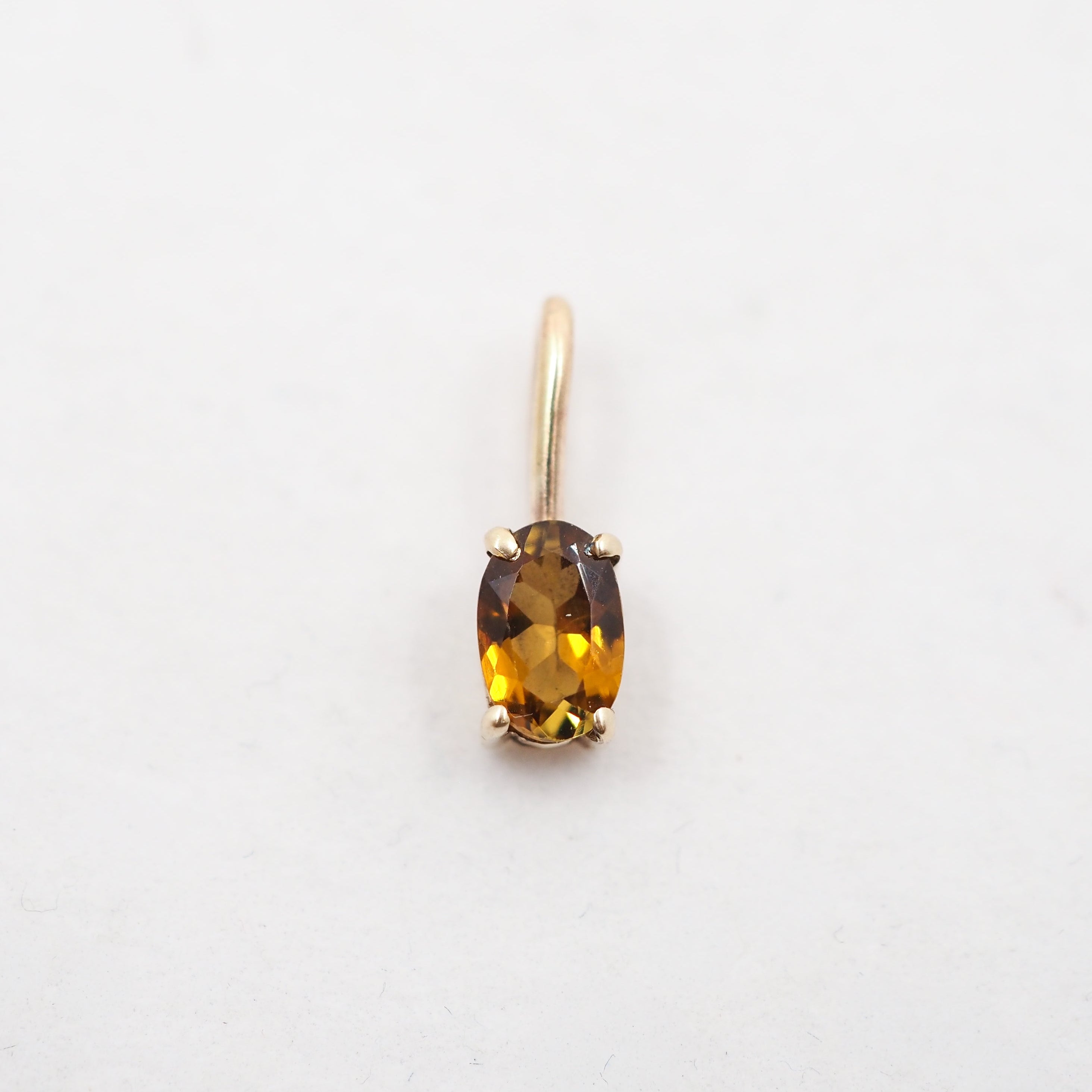 Sunlight Oval Gemstone Pendant - Orange Citrine - 10k Gold