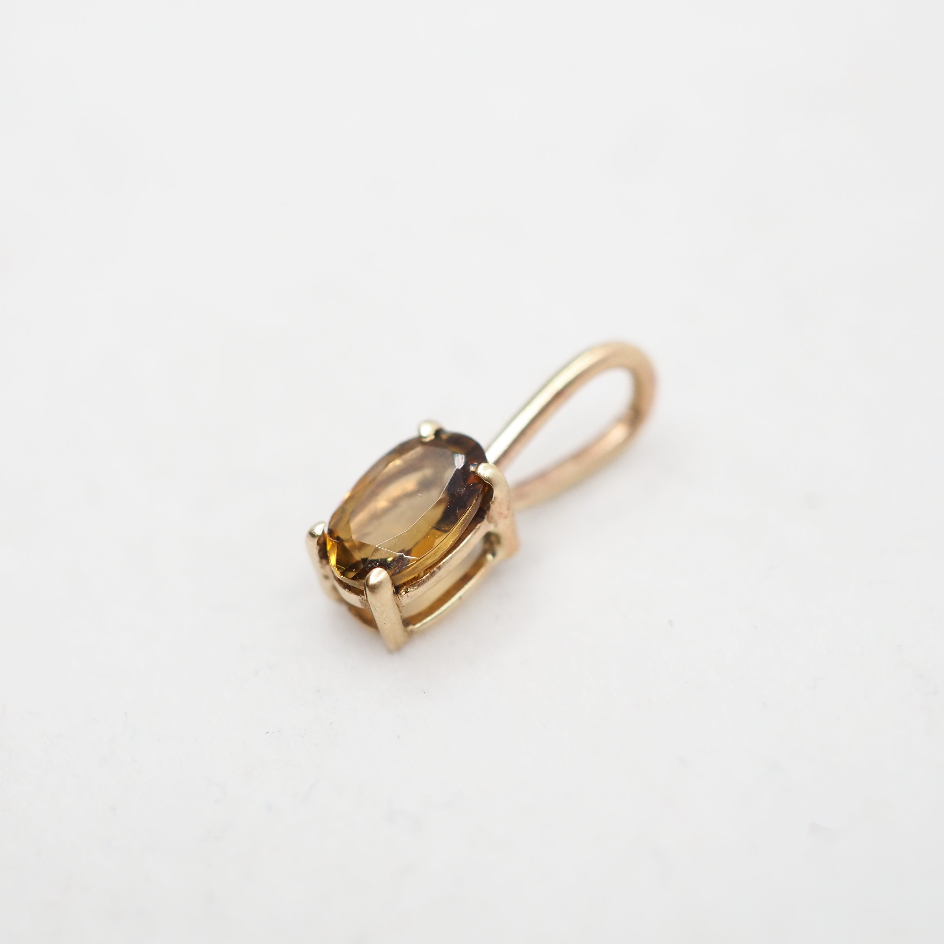 Sunlight Oval Gemstone Pendant - Orange Citrine - 10k Gold
