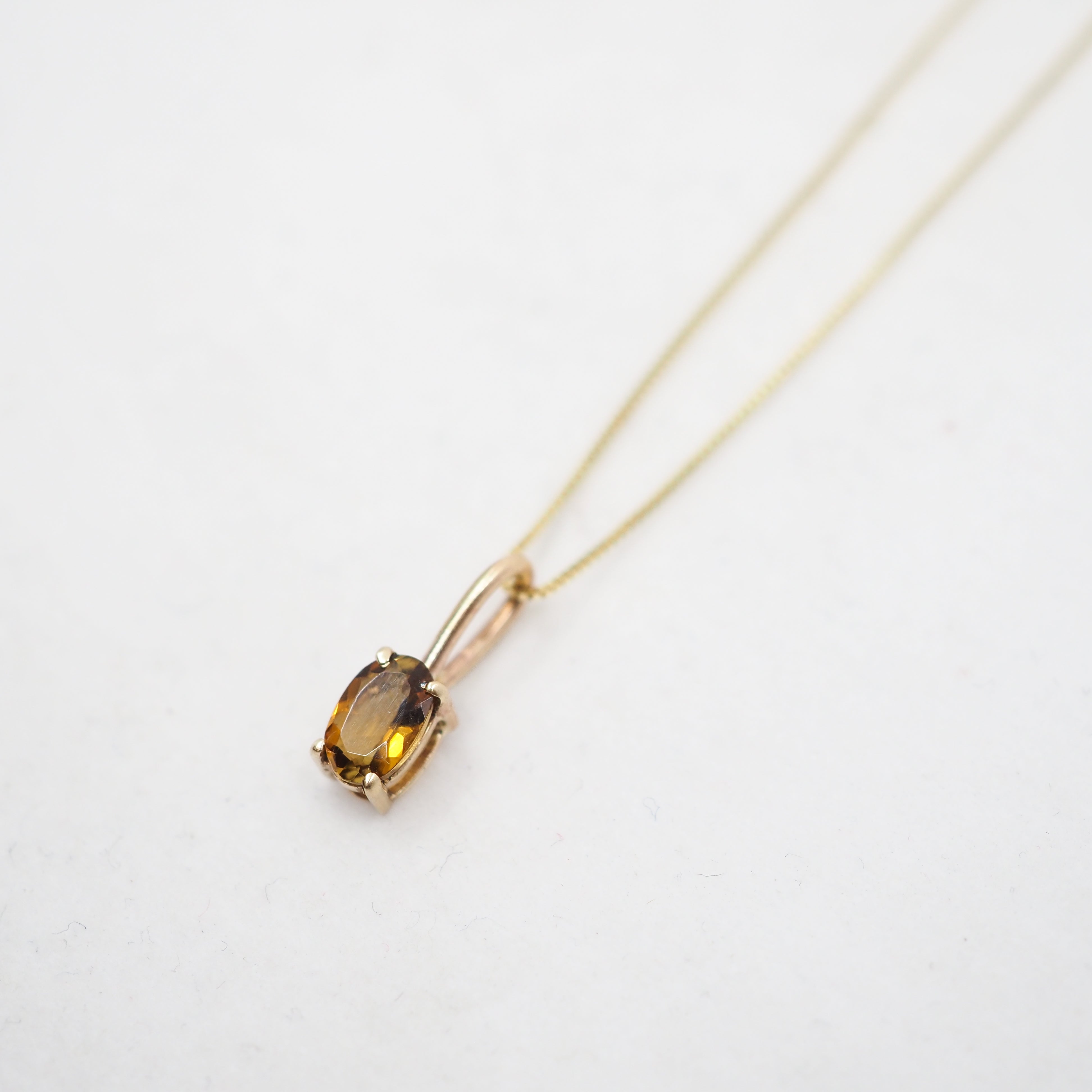 Sunlight Oval Gemstone Pendant - Orange Citrine - 10k Gold