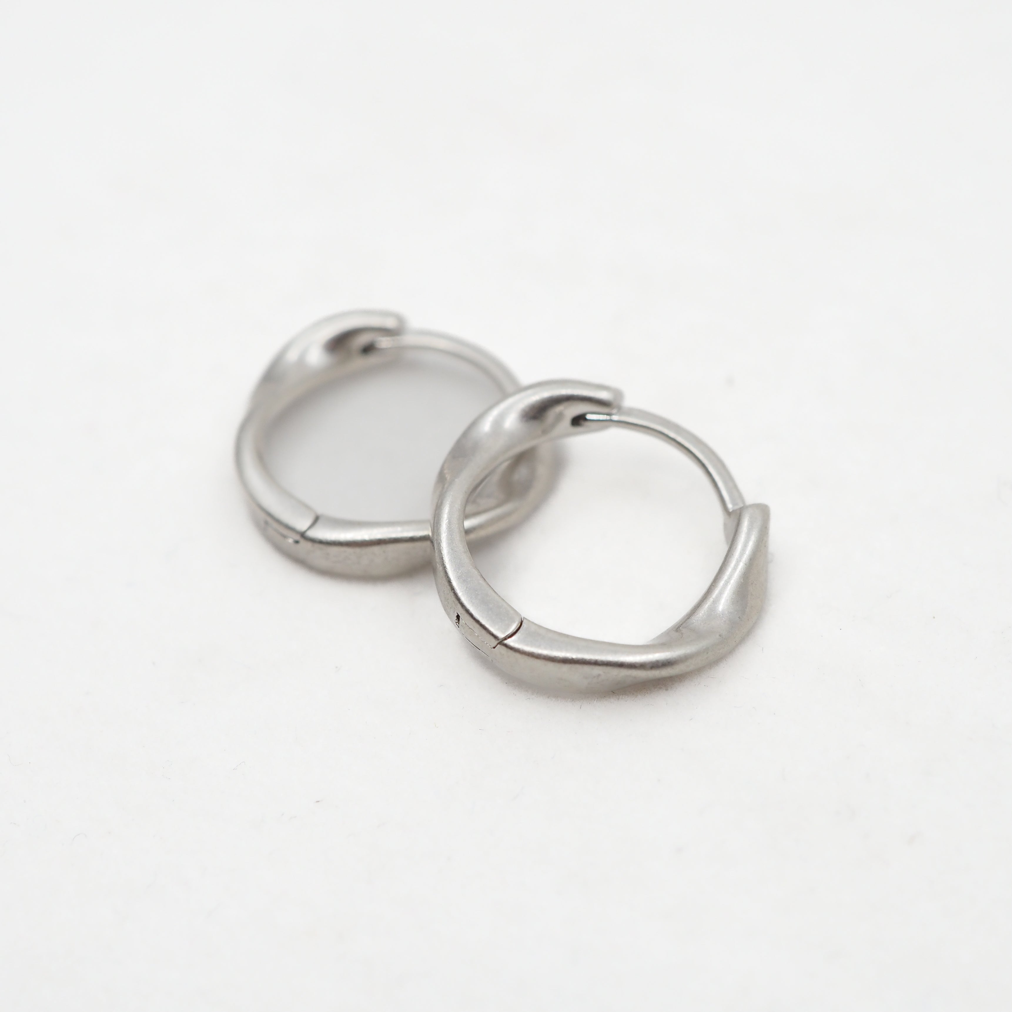 Organic Huggie Hoops - Sterling Silver