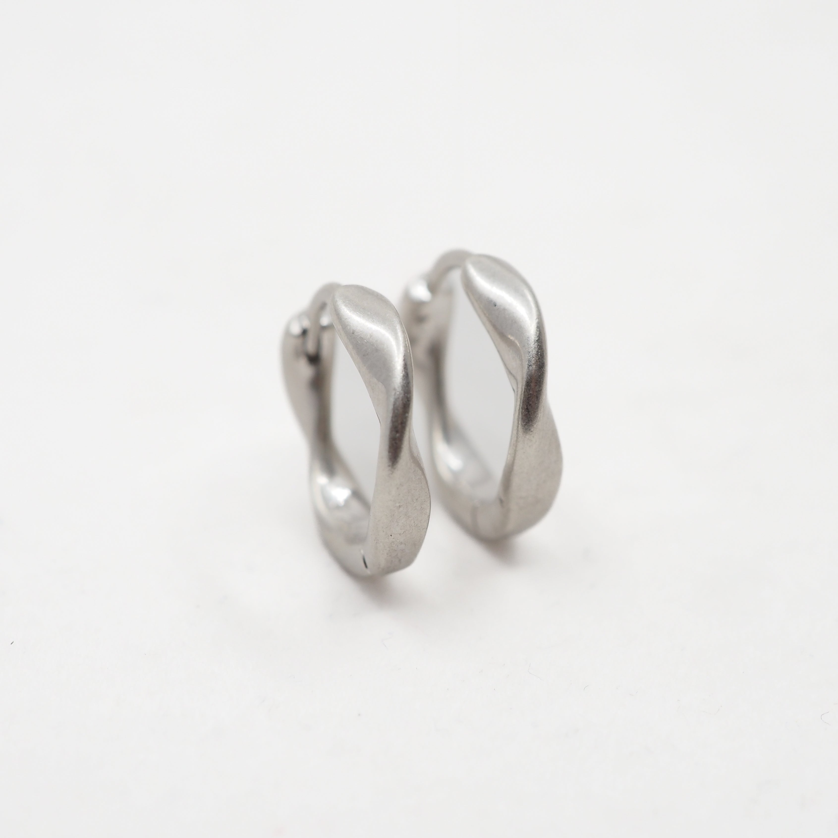 Organic Huggie Hoops - Sterling Silver