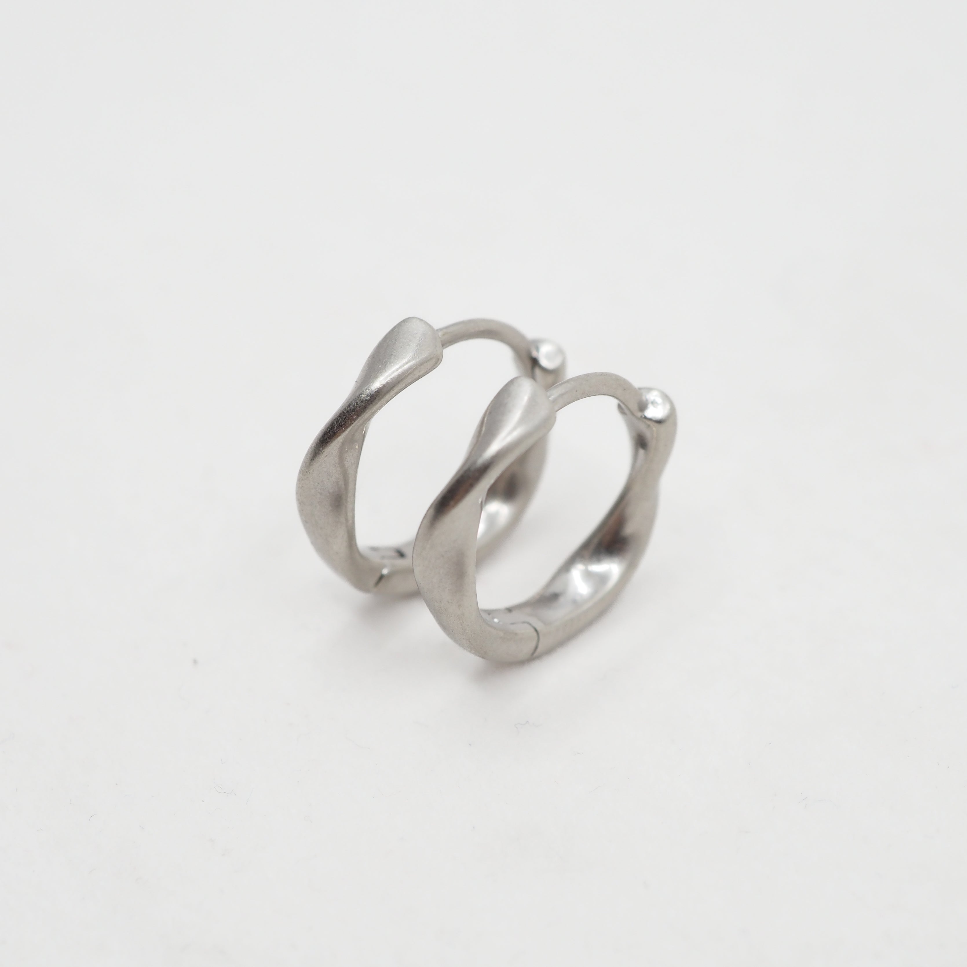 Organic Huggie Hoops - Sterling Silver