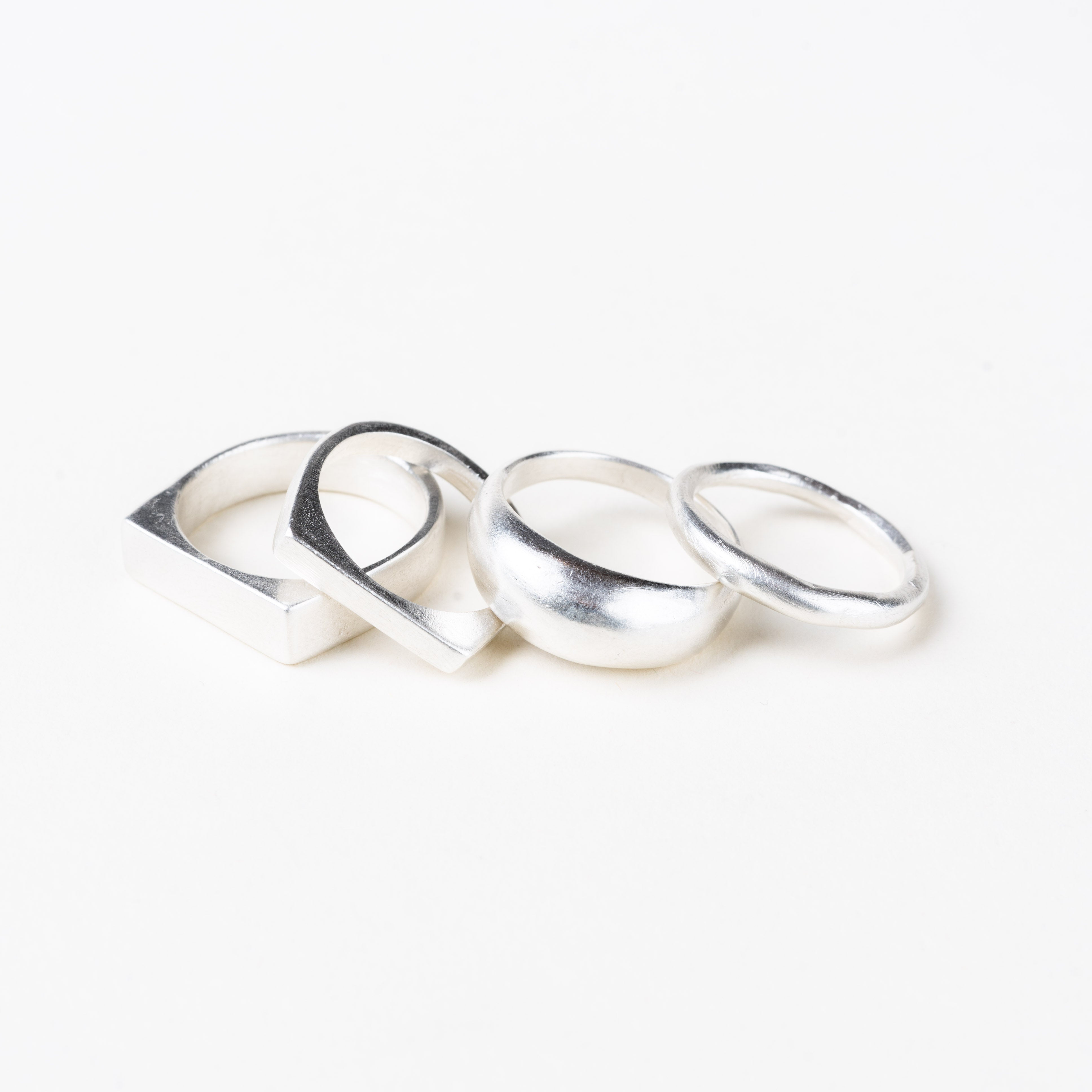 Thick Square Rain Ring - Sterling Silver