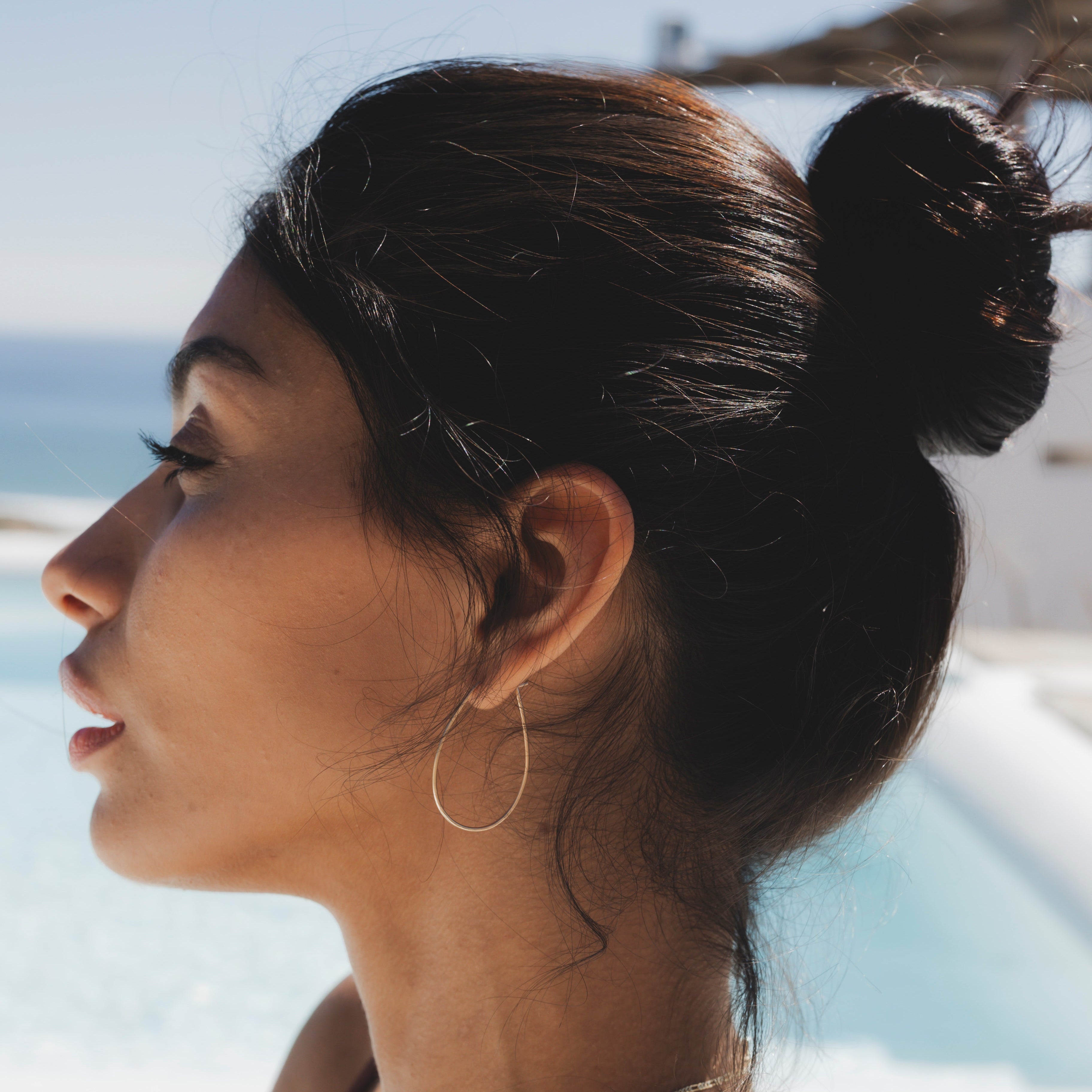 10k Gold Teardrop Half-Hammered Hoops