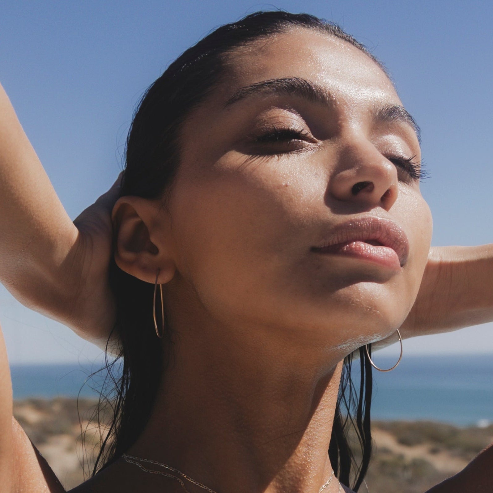 10k Gold Teardrop Half-Hammered Hoops