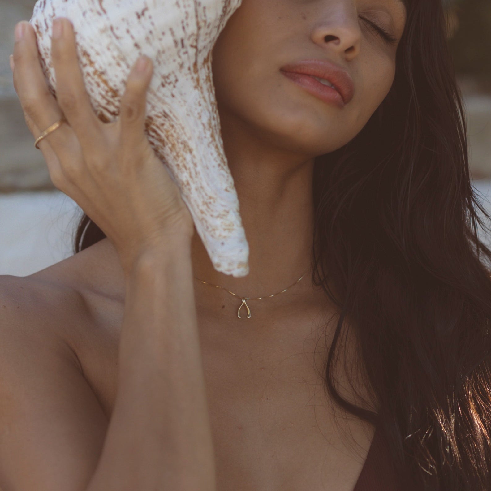 10k Gold Wishbone Necklace