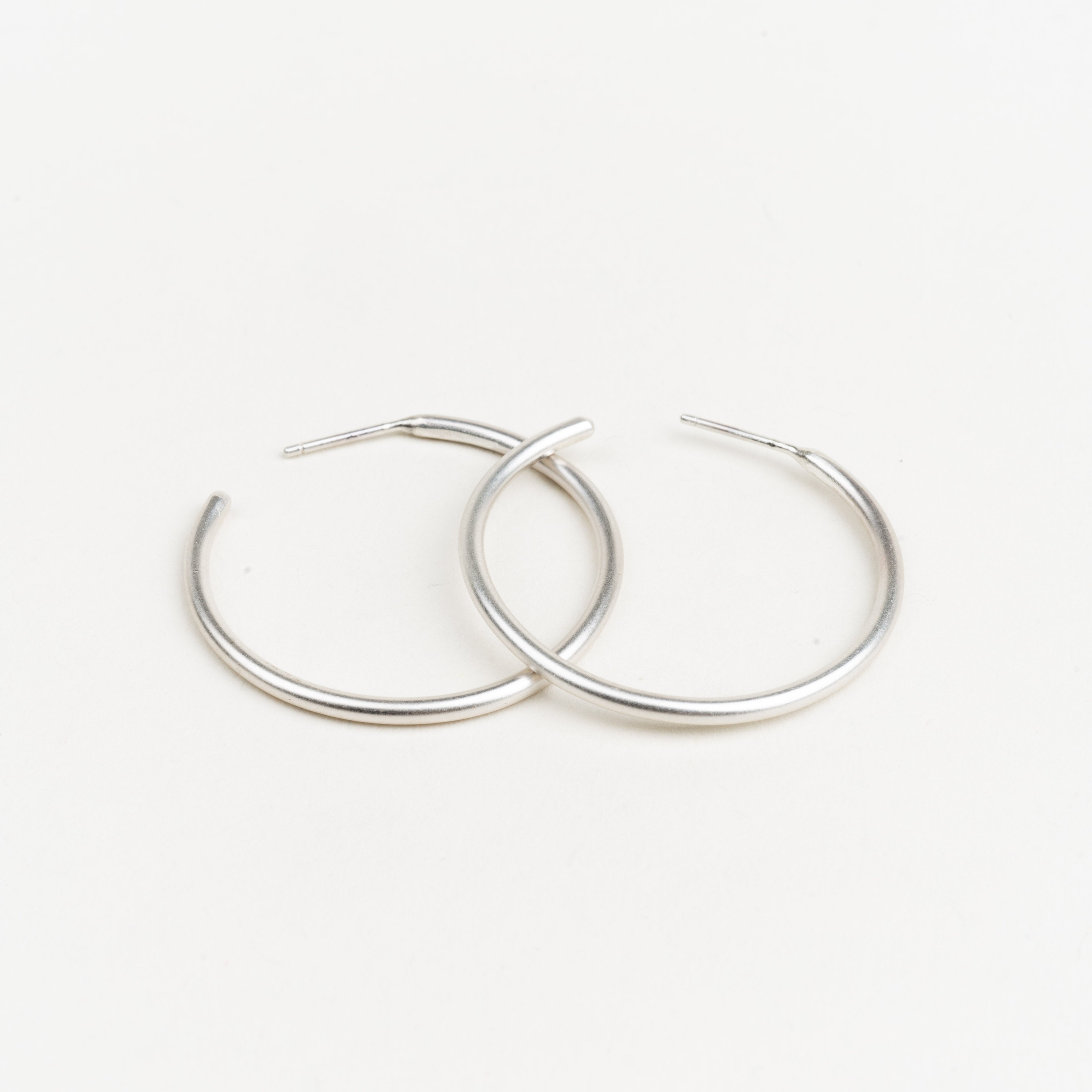 Classic Brushed Hoops - Sterling Silver