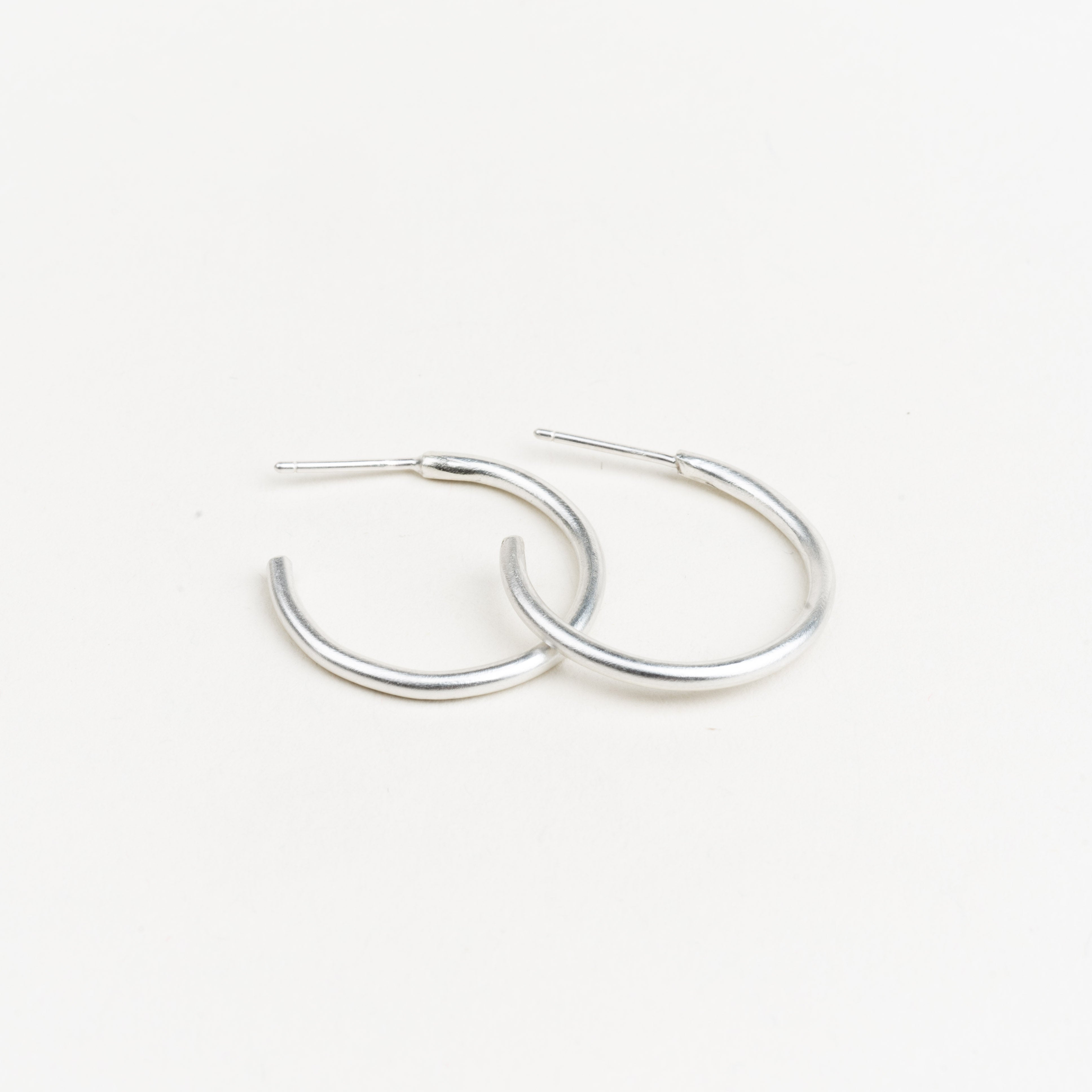 Classic Brushed Hoops - Sterling Silver