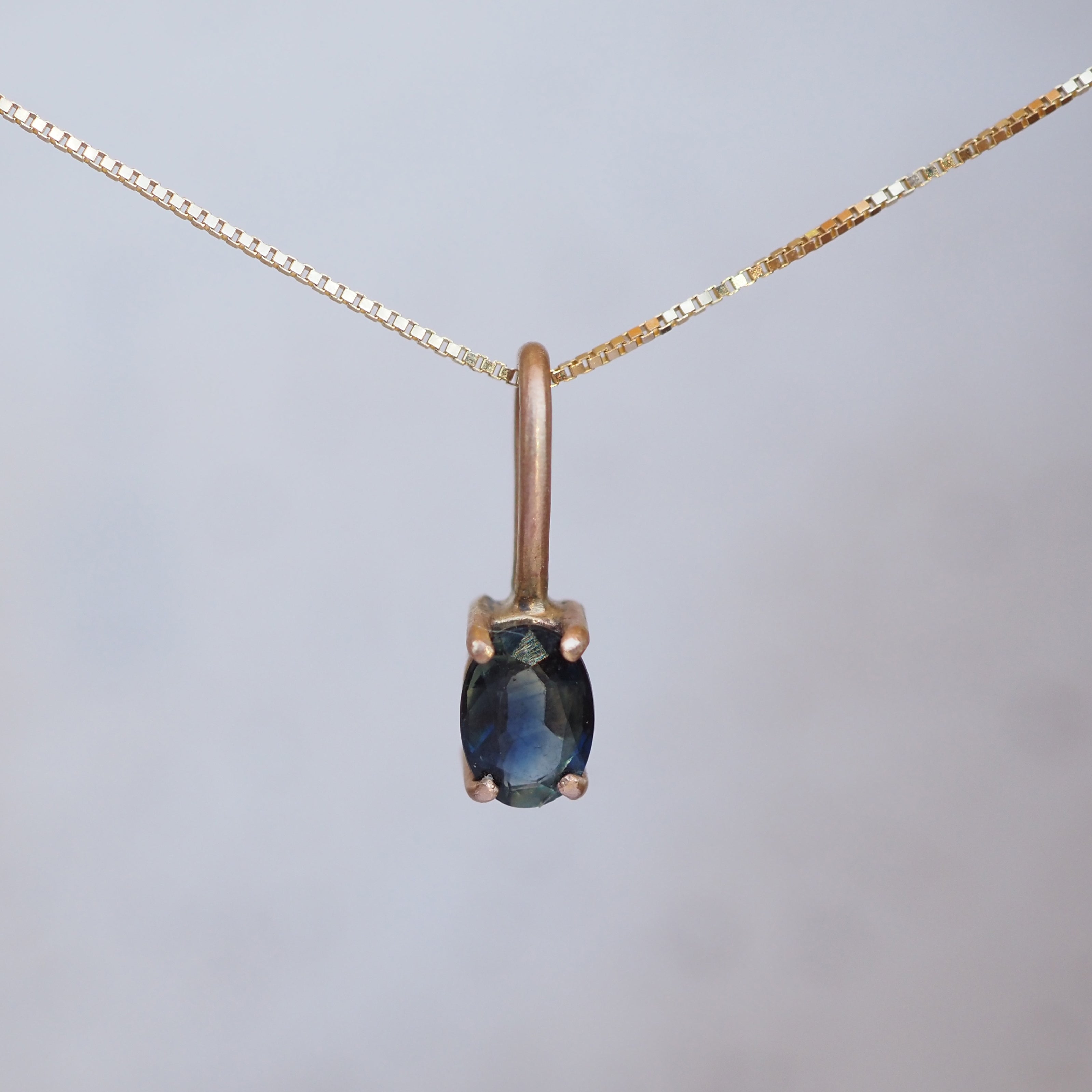 10k Gold Sunlight Necklace - Blue Sapphire