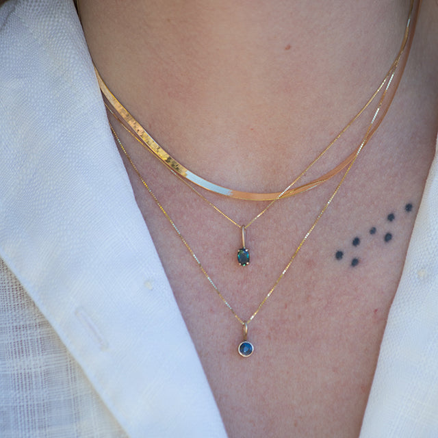 10k Gold Sunlight Necklace - Blue Sapphire