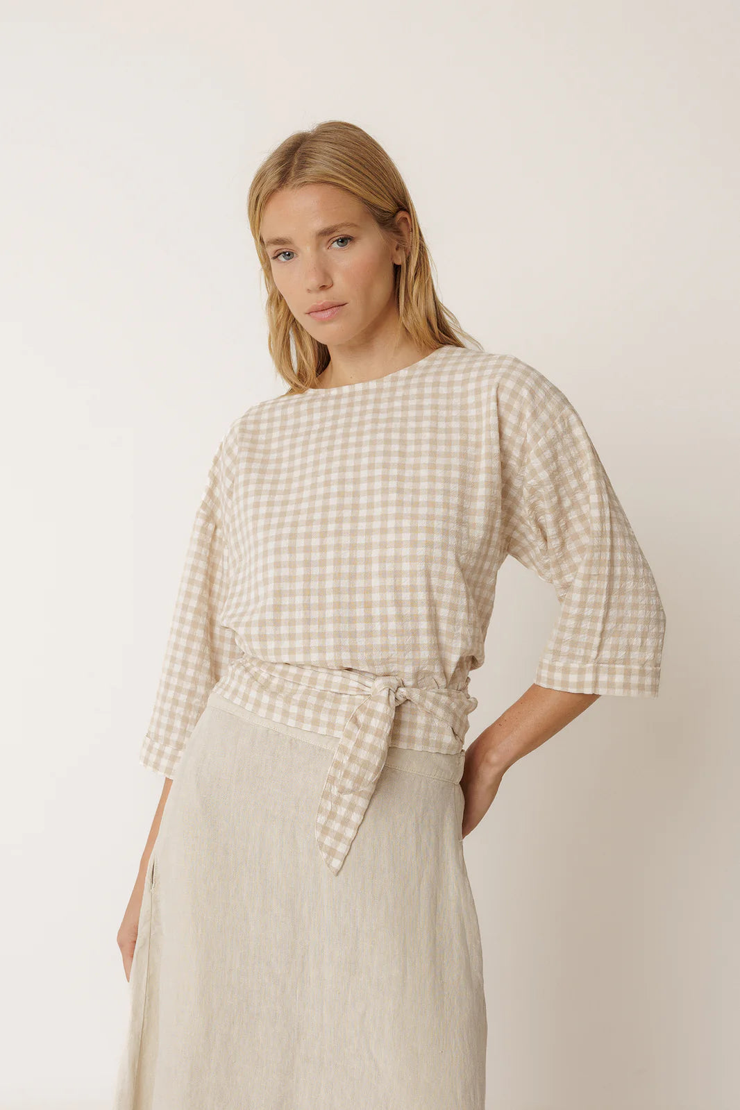 Indi & Cold - Gingham Wrap Top