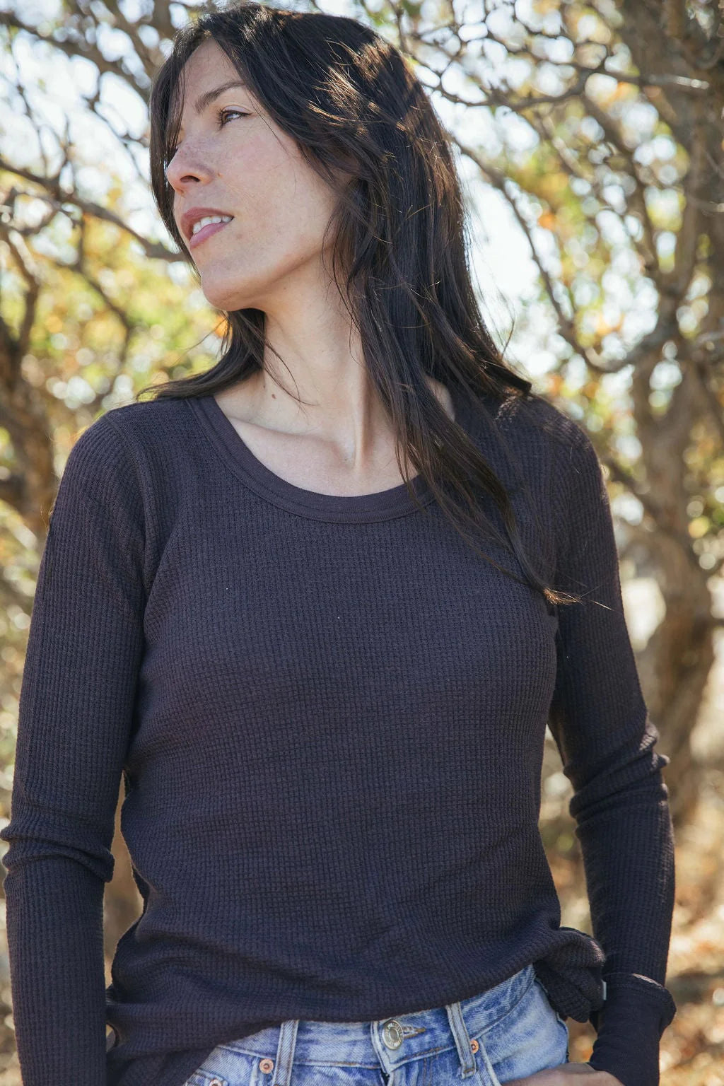 Fitted Long Sleeve Waffle Top - Simply Merino