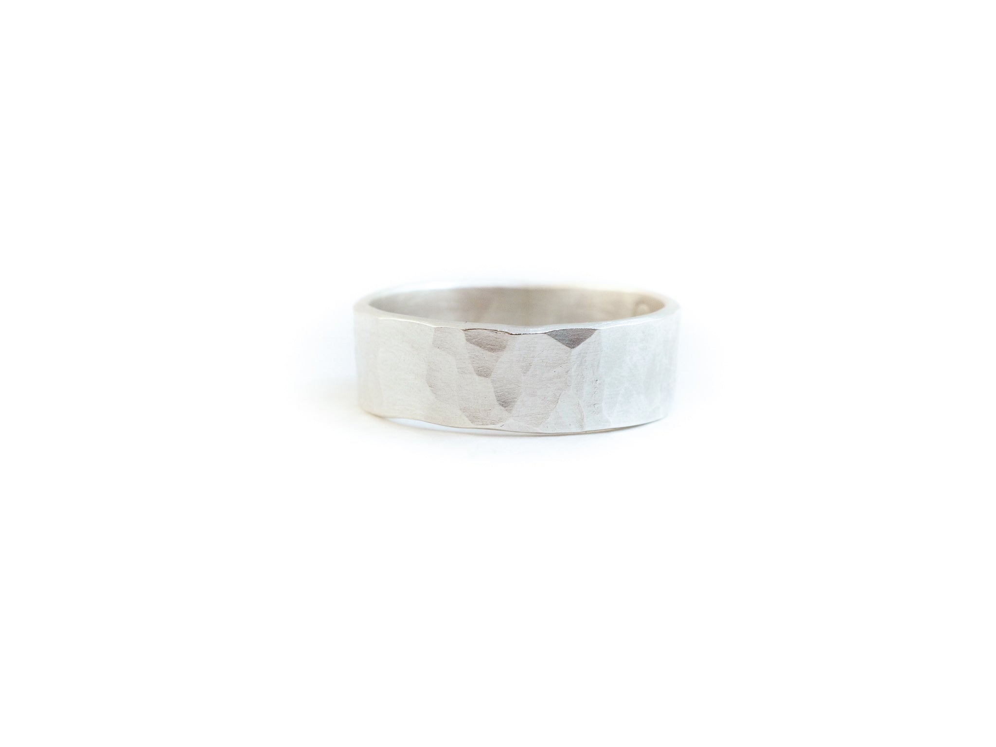 Men's jewellery sterling silver hammered band hand made in tofino