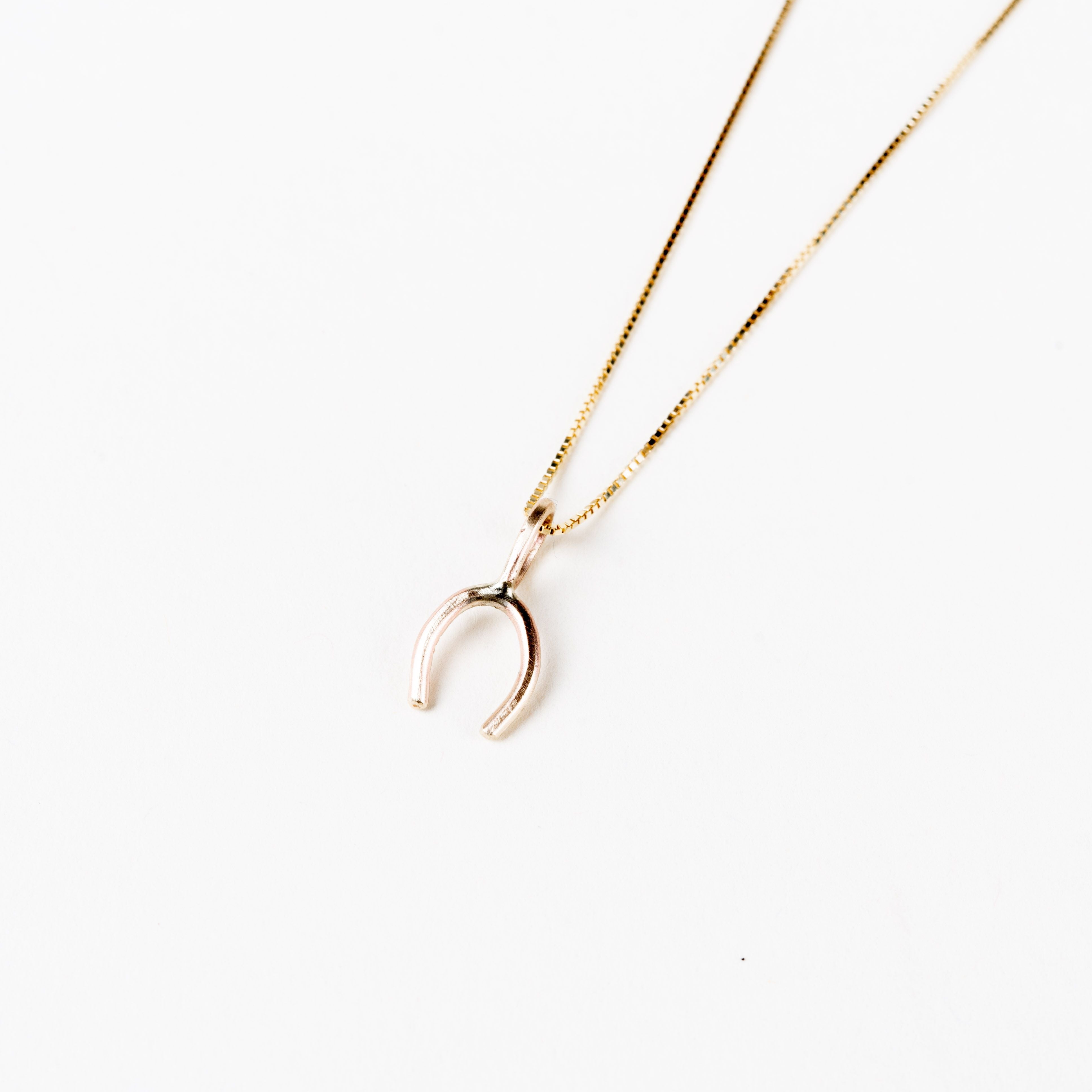 10k Wishbone Necklace